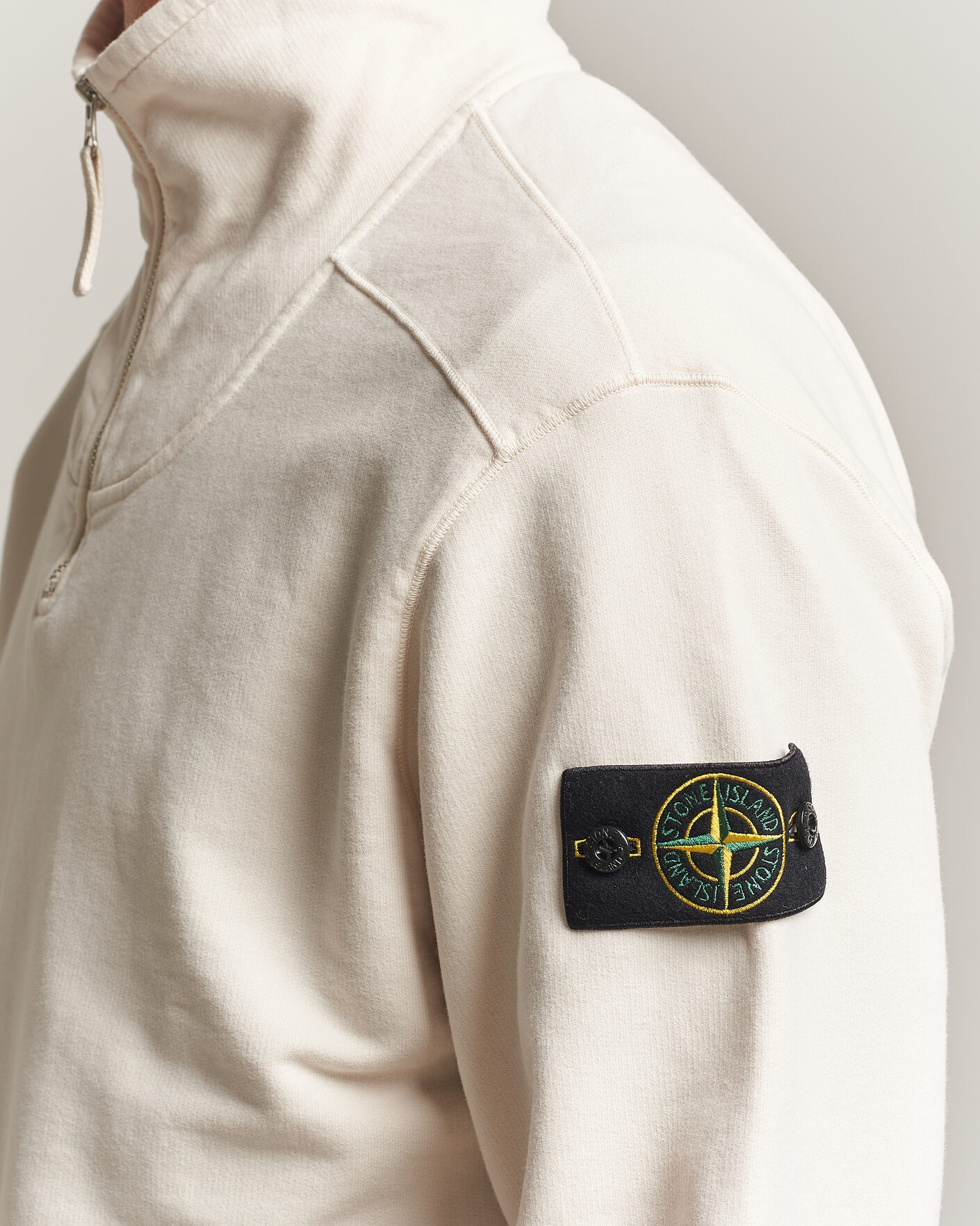 Uomini | Maglieria | Stone Island | Brushed Cotton Fleece Half Zip Ivory