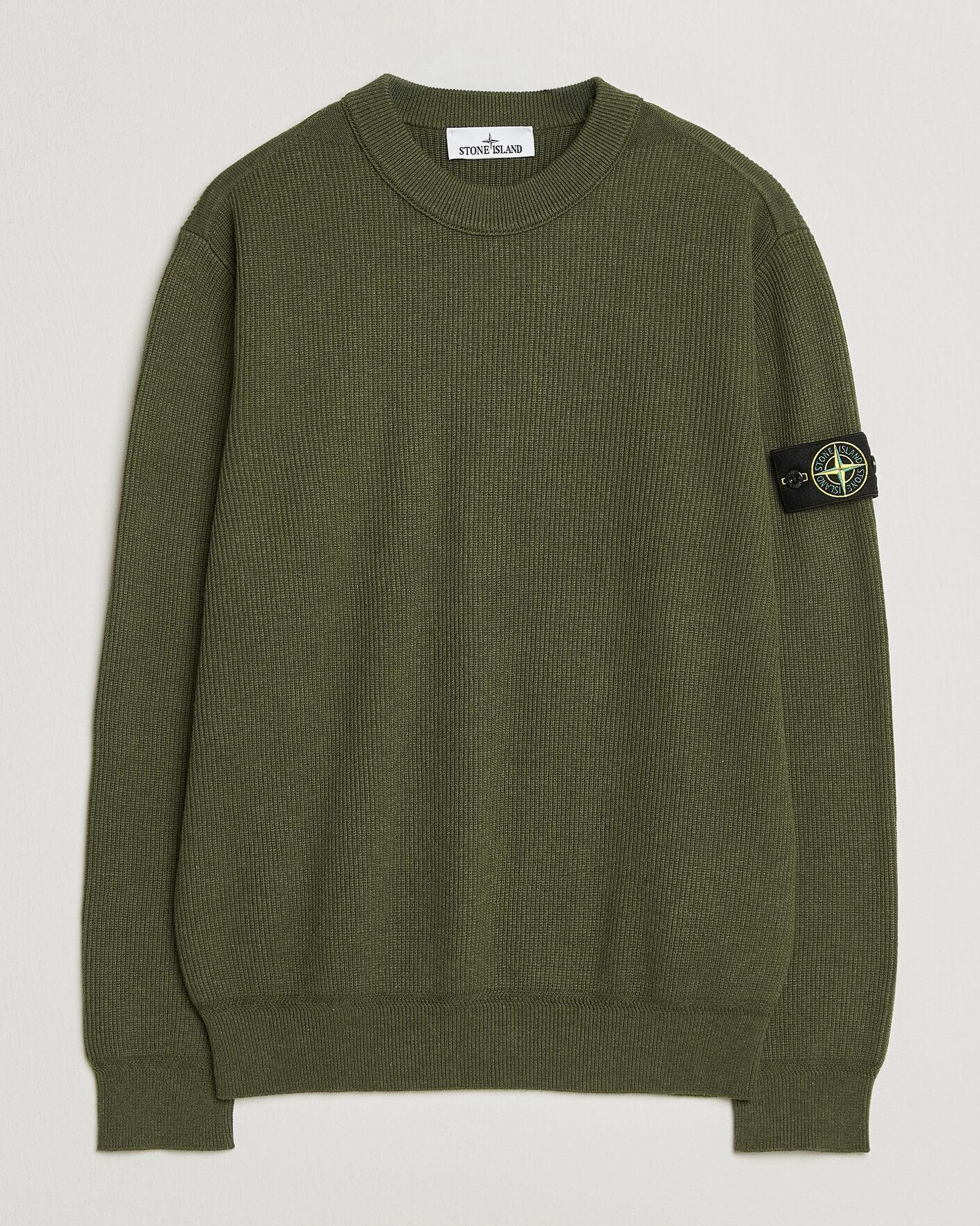 Uomini | Maglieria | Stone Island | Ribbed Soft Organic Cotton Crew Neck Military Green