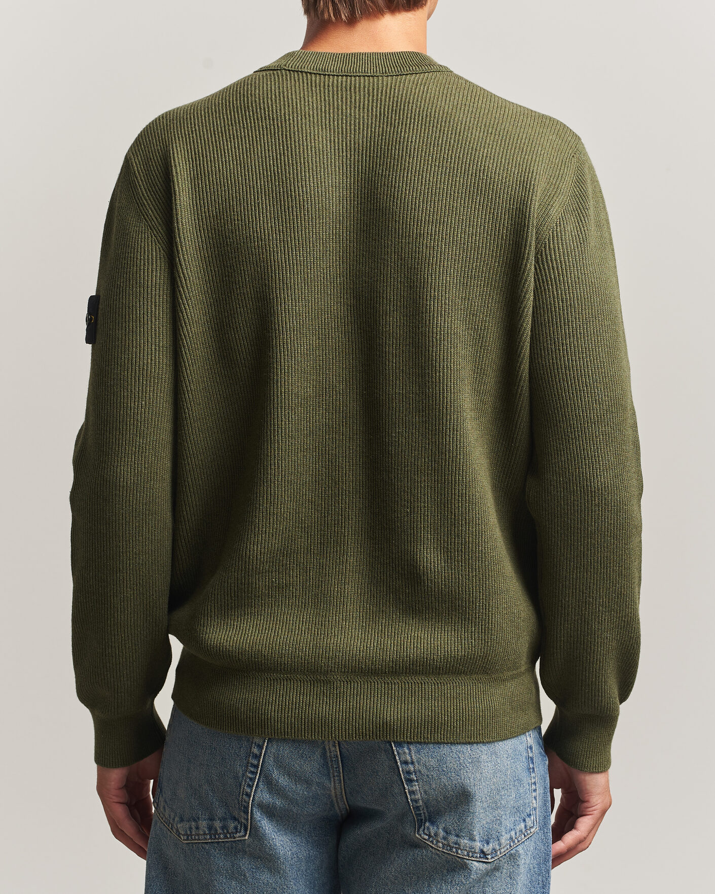 Uomini | Maglieria | Stone Island | Ribbed Soft Organic Cotton Crew Neck Military Green