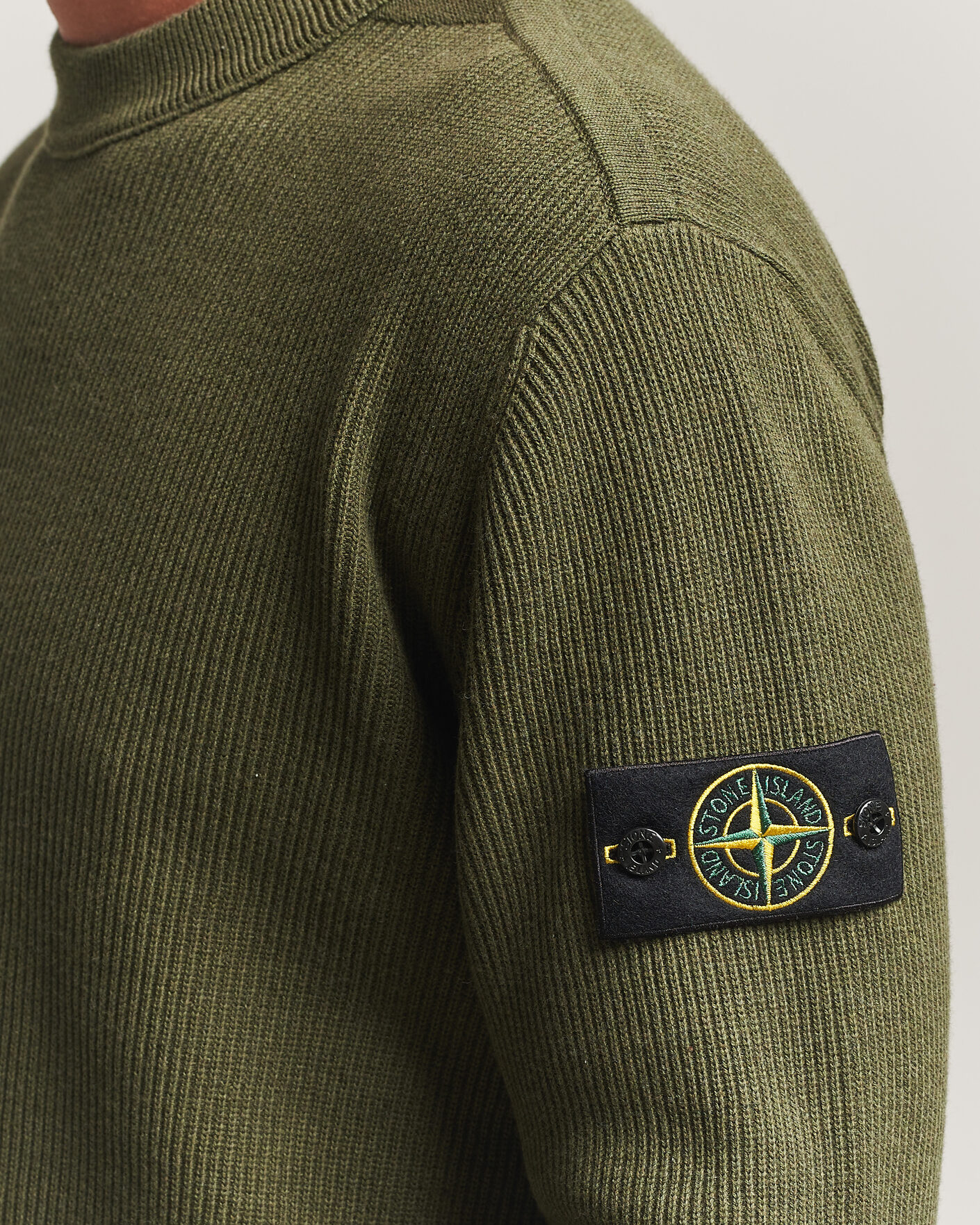 Uomini | Maglieria | Stone Island | Ribbed Soft Organic Cotton Crew Neck Military Green