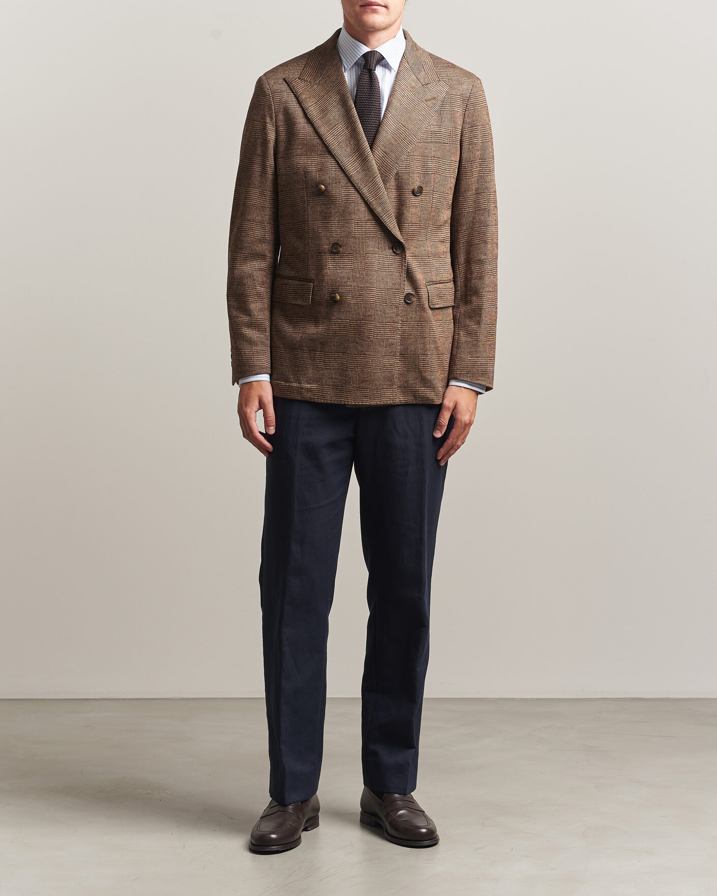 Uomini | Blazers | Polo Ralph Lauren | Double Breasted Glenplaid Knit Sportcoat Tan/Brown