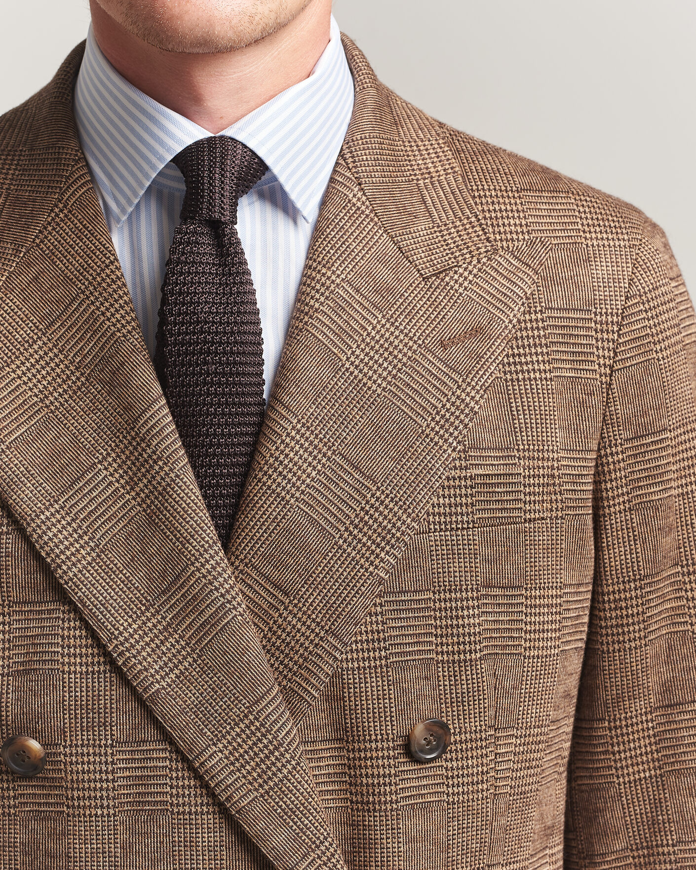 Uomini | Blazers | Polo Ralph Lauren | Double Breasted Glenplaid Knit Sportcoat Tan/Brown