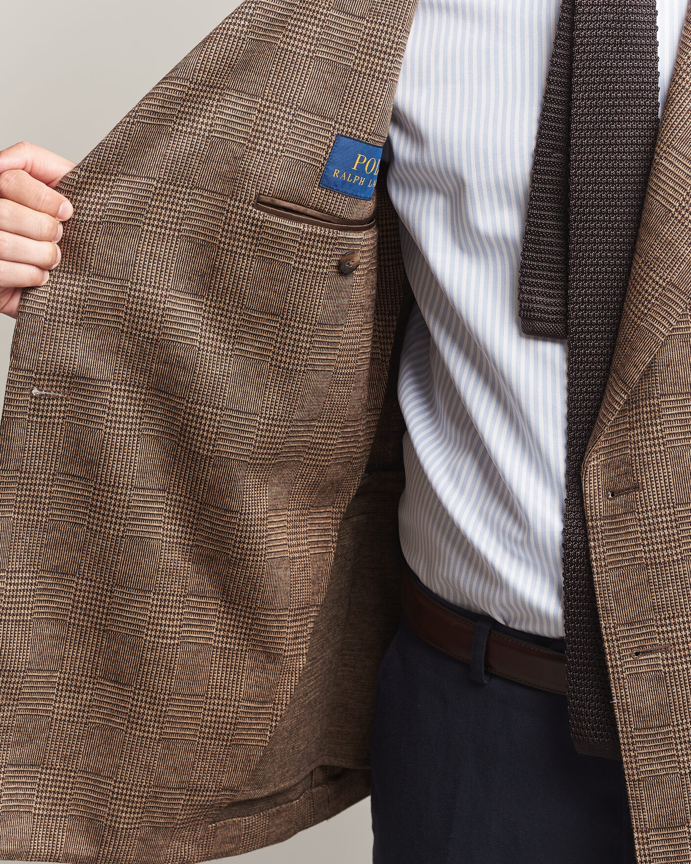 Uomini | Blazers | Polo Ralph Lauren | Double Breasted Glenplaid Knit Sportcoat Tan/Brown