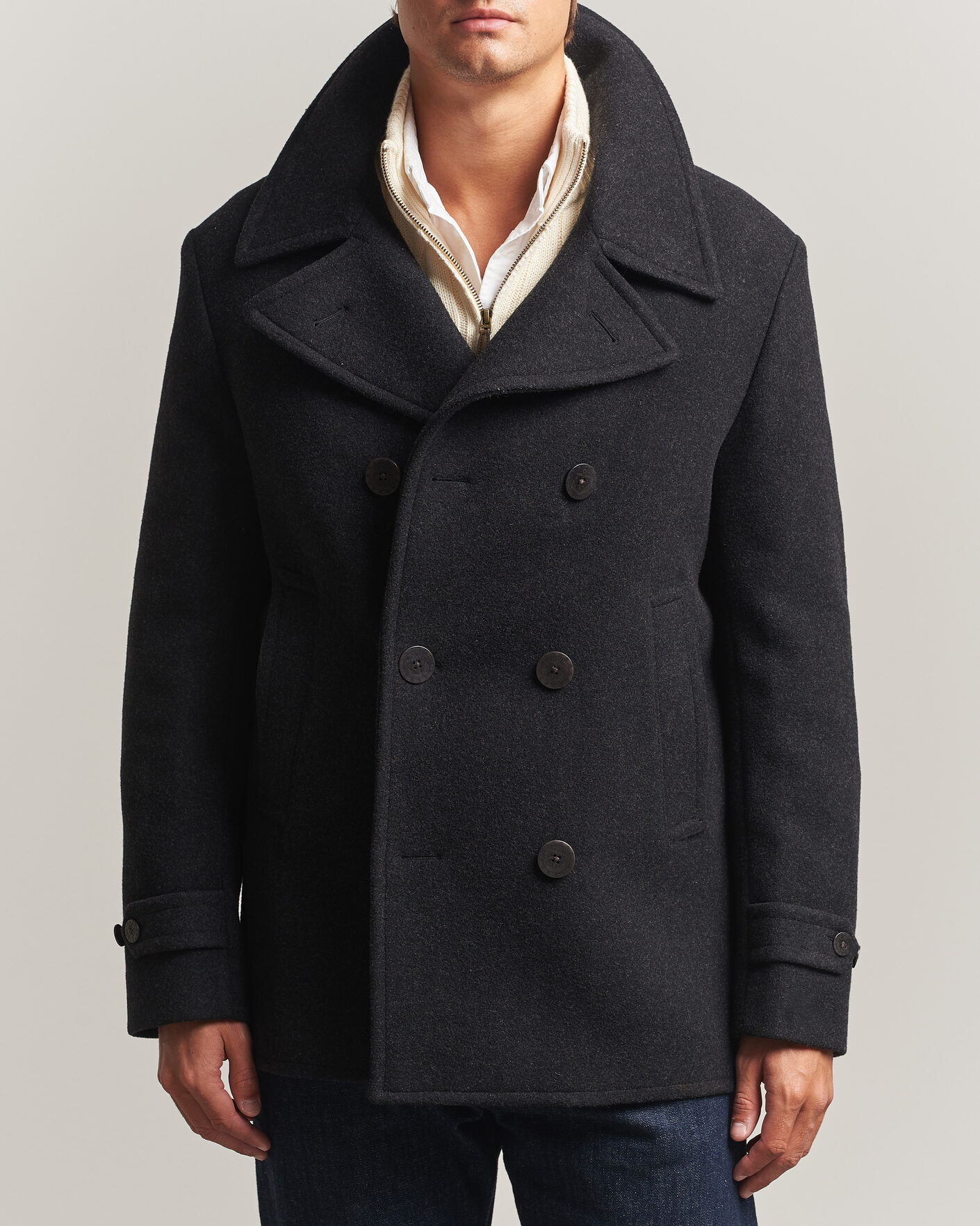 Uomini | Giacche | Polo Ralph Lauren | Lightweight Melton Peacoat Charcoal
