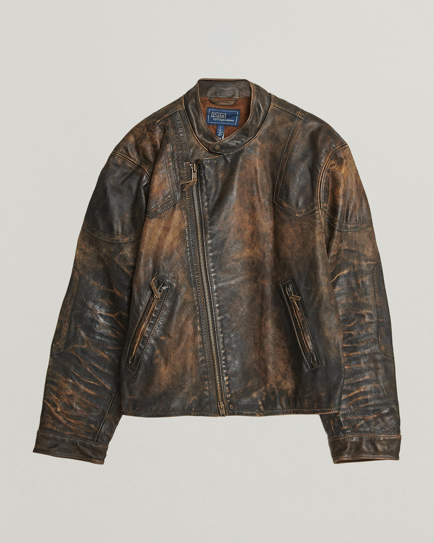 Uomini | Giacche | Polo Ralph Lauren | Leather Bomber Jacket Brown/Black Amber