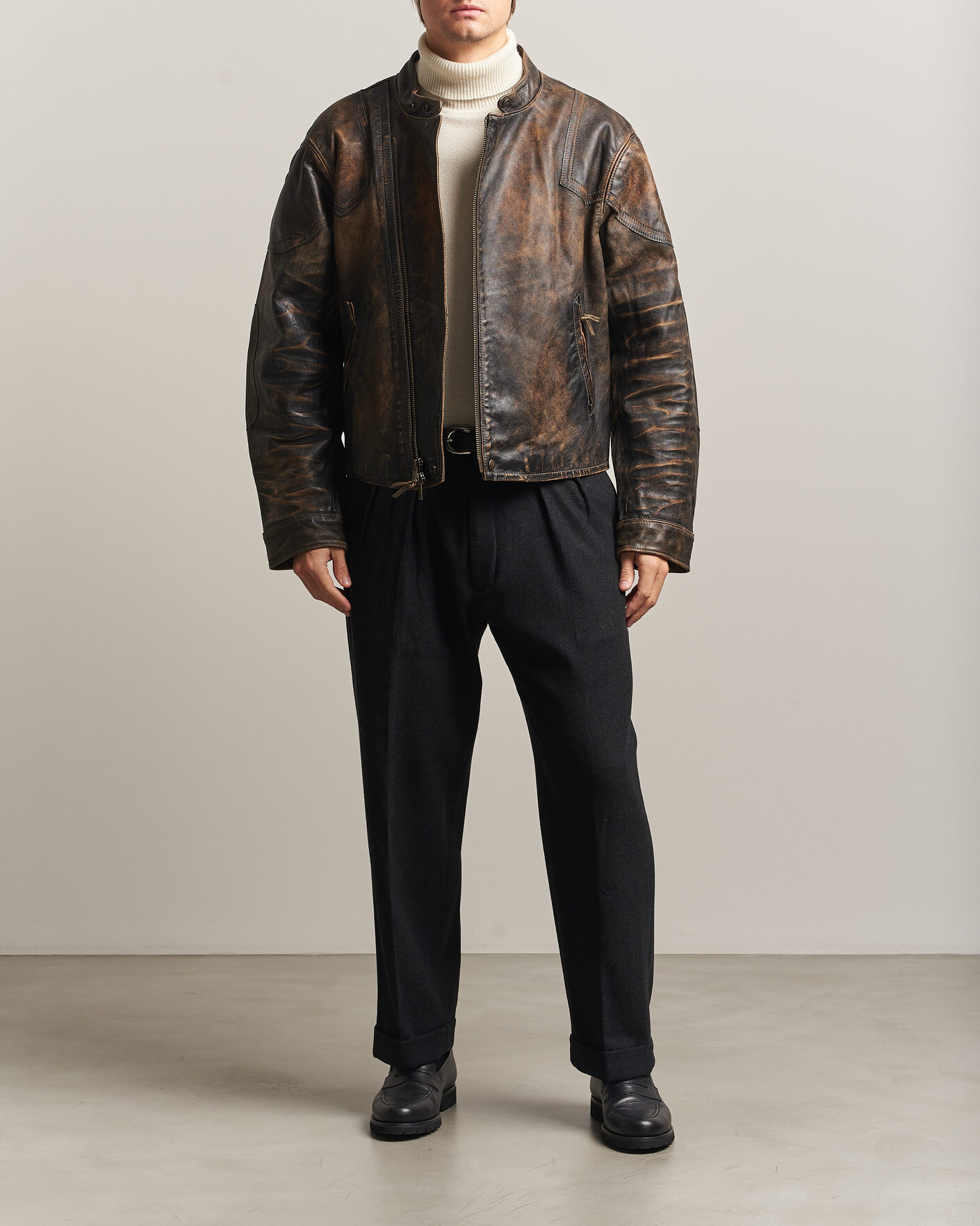 Uomini | Giacche | Polo Ralph Lauren | Leather Bomber Jacket Brown/Black Amber