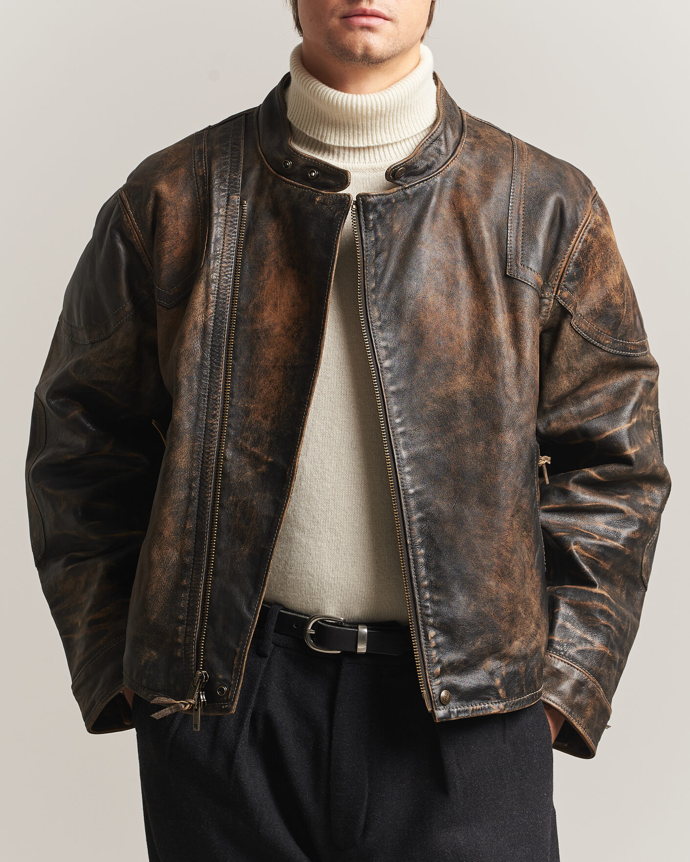 Uomini | Giacche | Polo Ralph Lauren | Leather Bomber Jacket Brown/Black Amber
