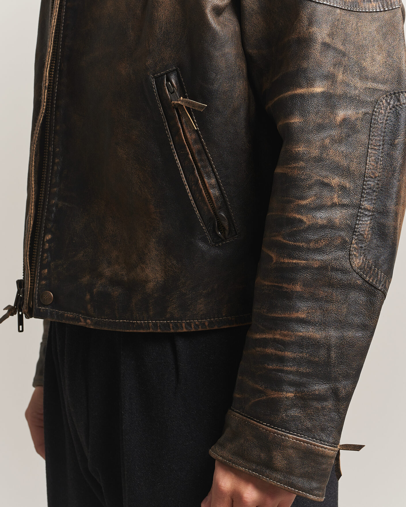 Uomini | Giacche | Polo Ralph Lauren | Leather Bomber Jacket Brown/Black Amber