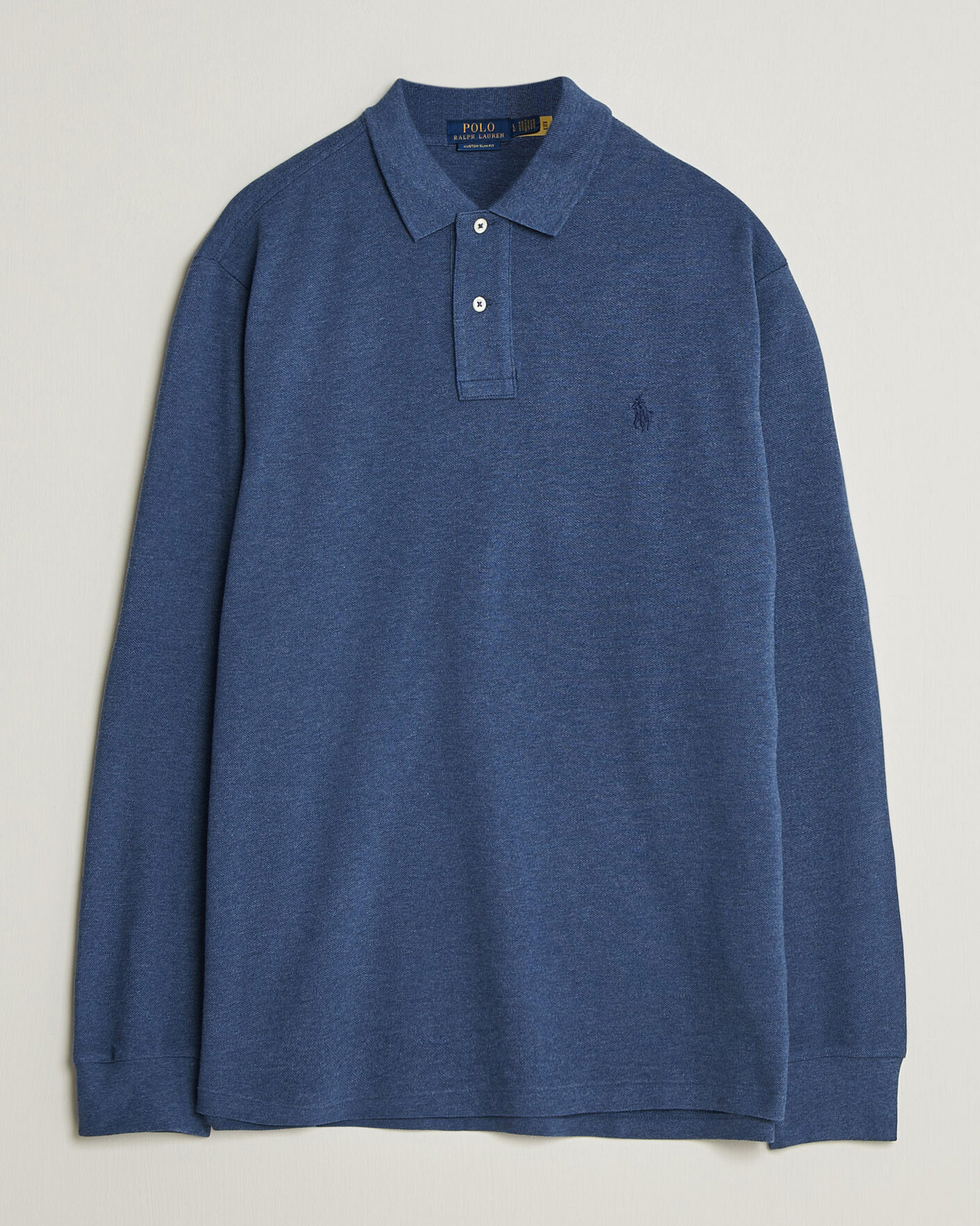 Uomini | Polo | Polo Ralph Lauren | Custom Slim Fit Long Sleeve Polo Derby Blue Heather