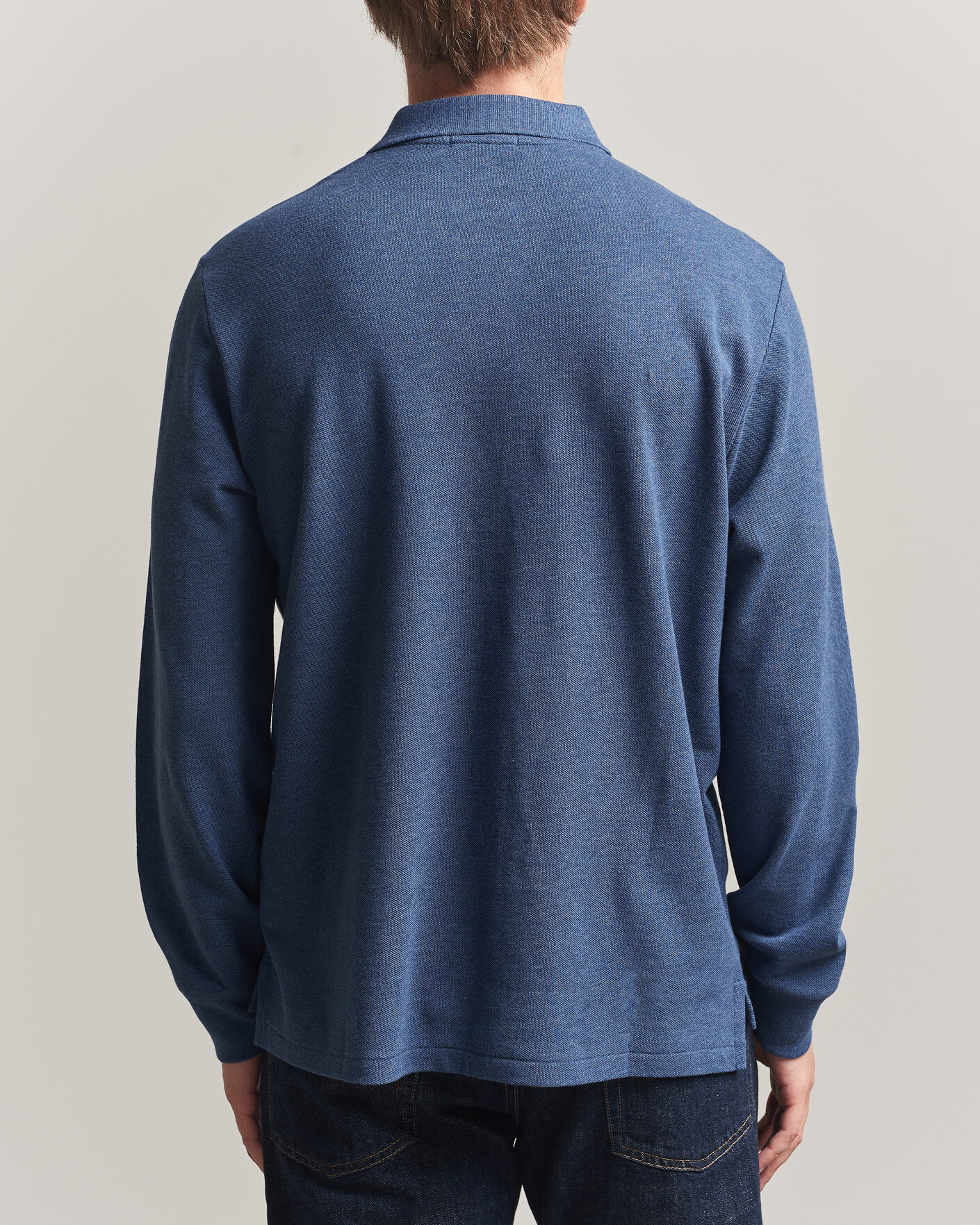 Uomini | Polo | Polo Ralph Lauren | Custom Slim Fit Long Sleeve Polo Derby Blue Heather