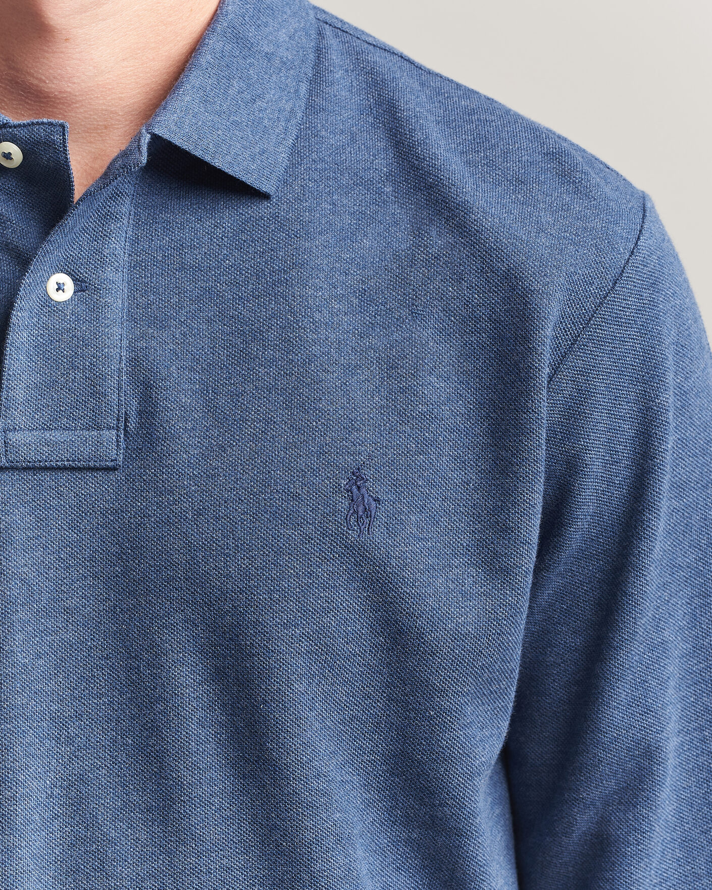 Uomini | Polo | Polo Ralph Lauren | Custom Slim Fit Long Sleeve Polo Derby Blue Heather