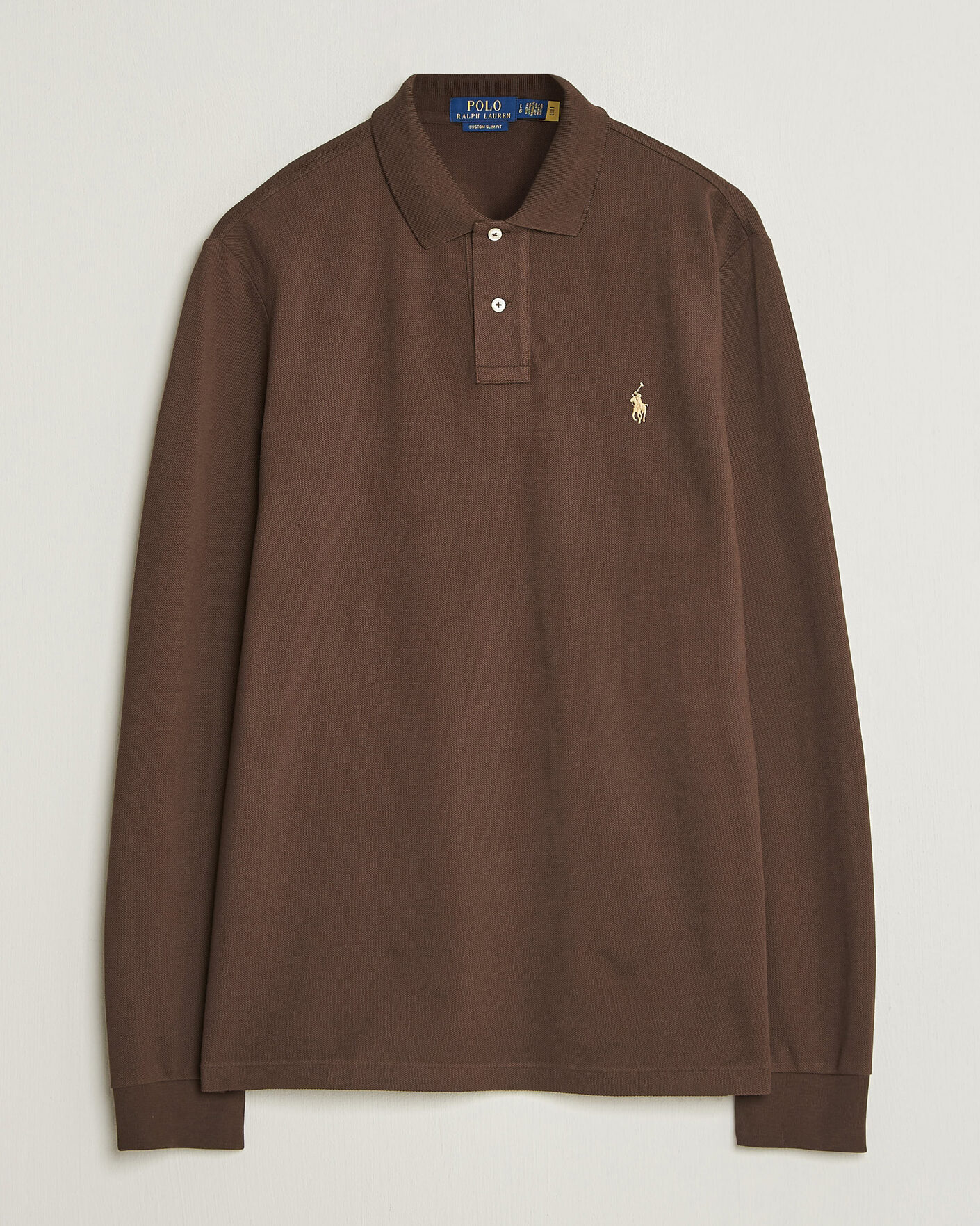Uomini | Polo | Polo Ralph Lauren | Custom Slim Fit Long Sleeve Polo Nutmeg Brown