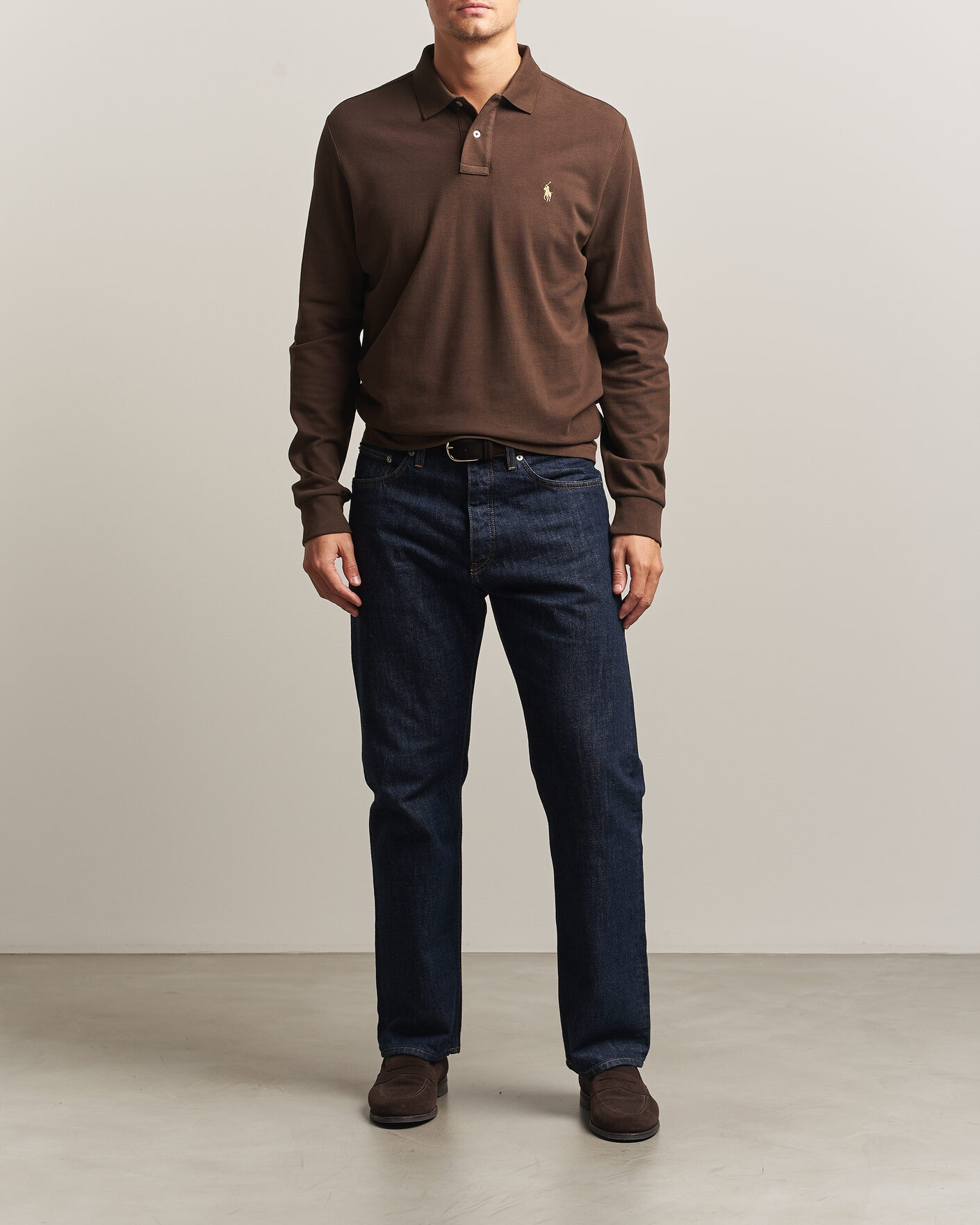 Uomini | Polo | Polo Ralph Lauren | Custom Slim Fit Long Sleeve Polo Nutmeg Brown