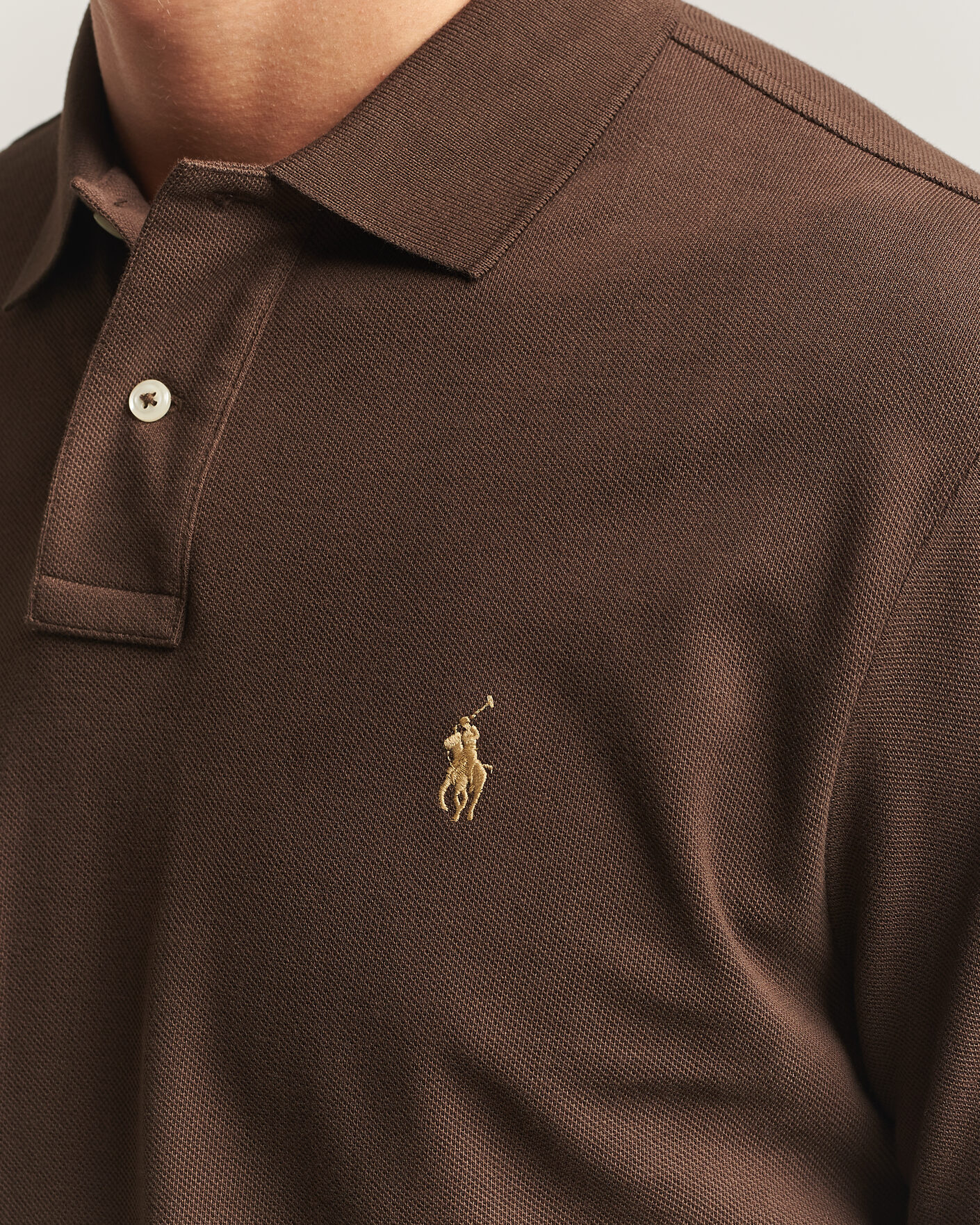 Uomini | Polo | Polo Ralph Lauren | Custom Slim Fit Long Sleeve Polo Nutmeg Brown