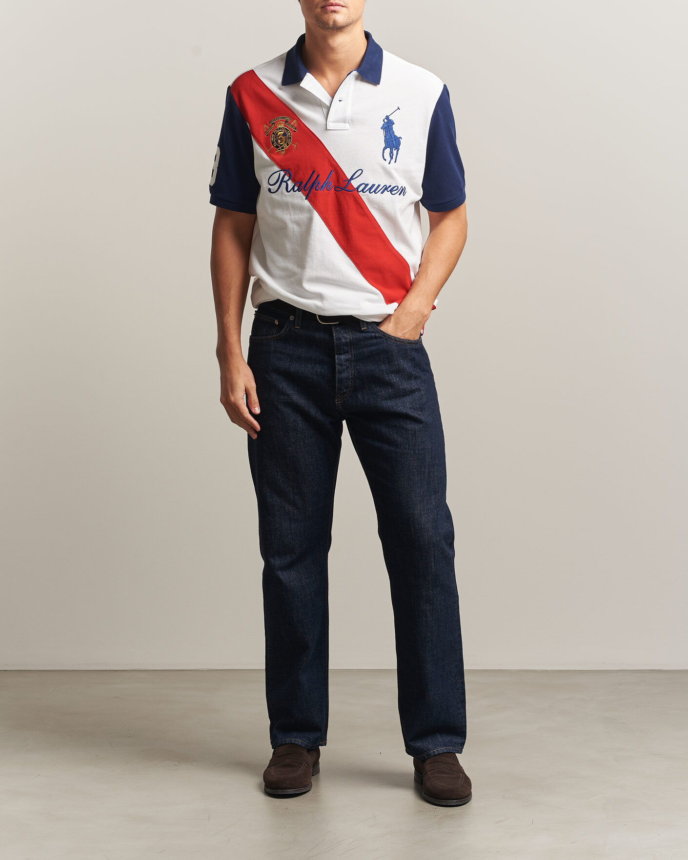 Uomini | Polo | Polo Ralph Lauren | Classic Fit Diagonal Stripe Polo White