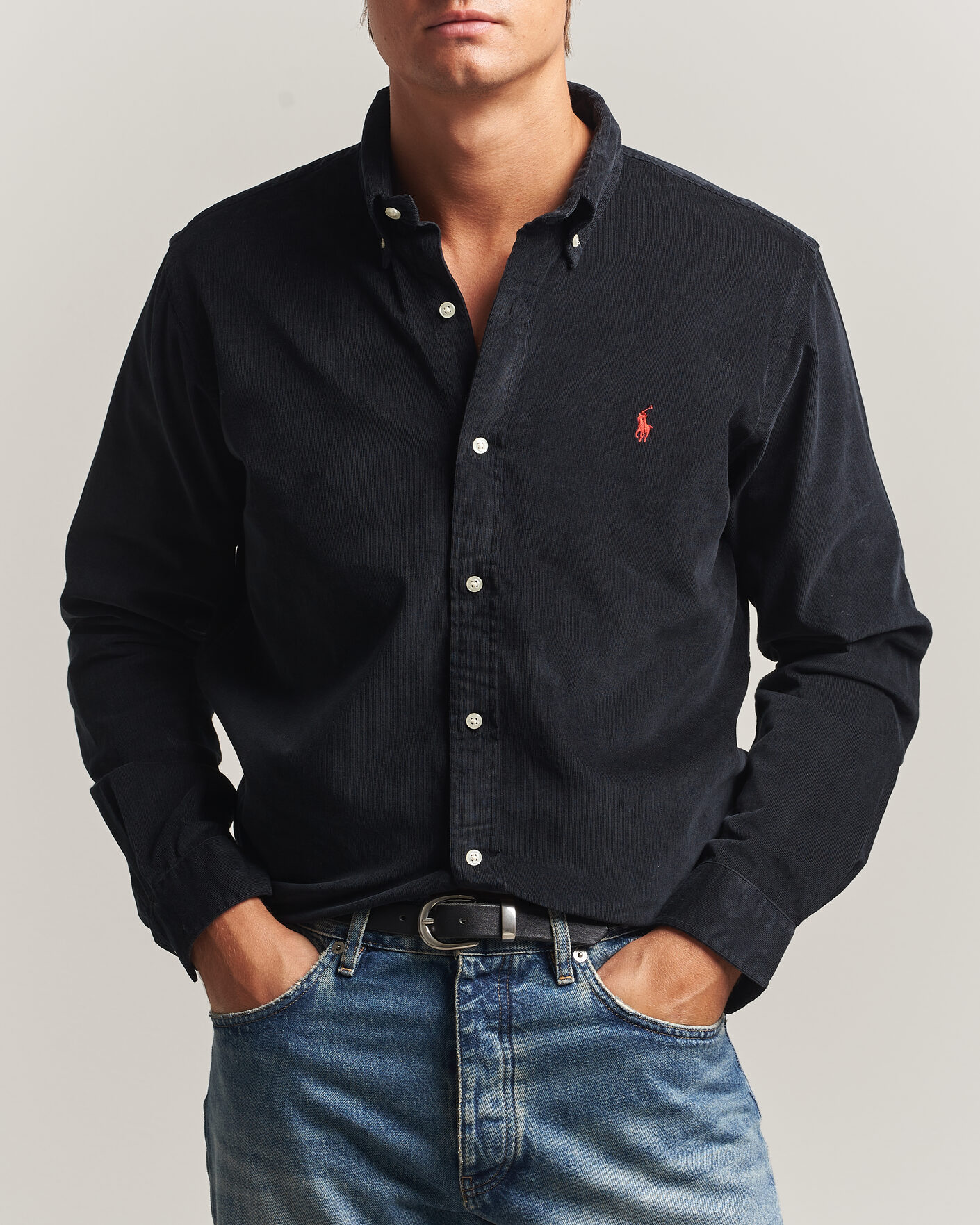Uomini | Camicie | Polo Ralph Lauren | Custom Fit BD Corduroy Shirt Polo Black