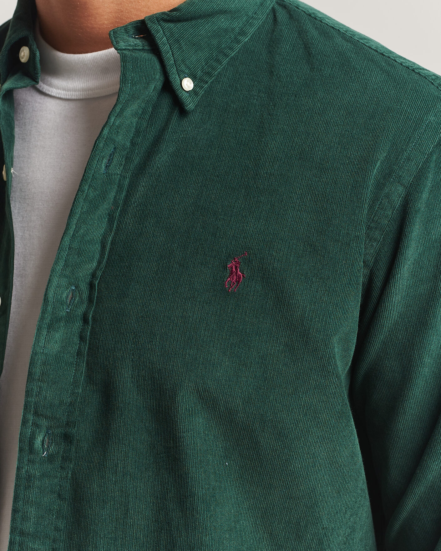 Uomini | Camicie | Polo Ralph Lauren | Custom Fit BD Corduroy Shirt Moss Agate