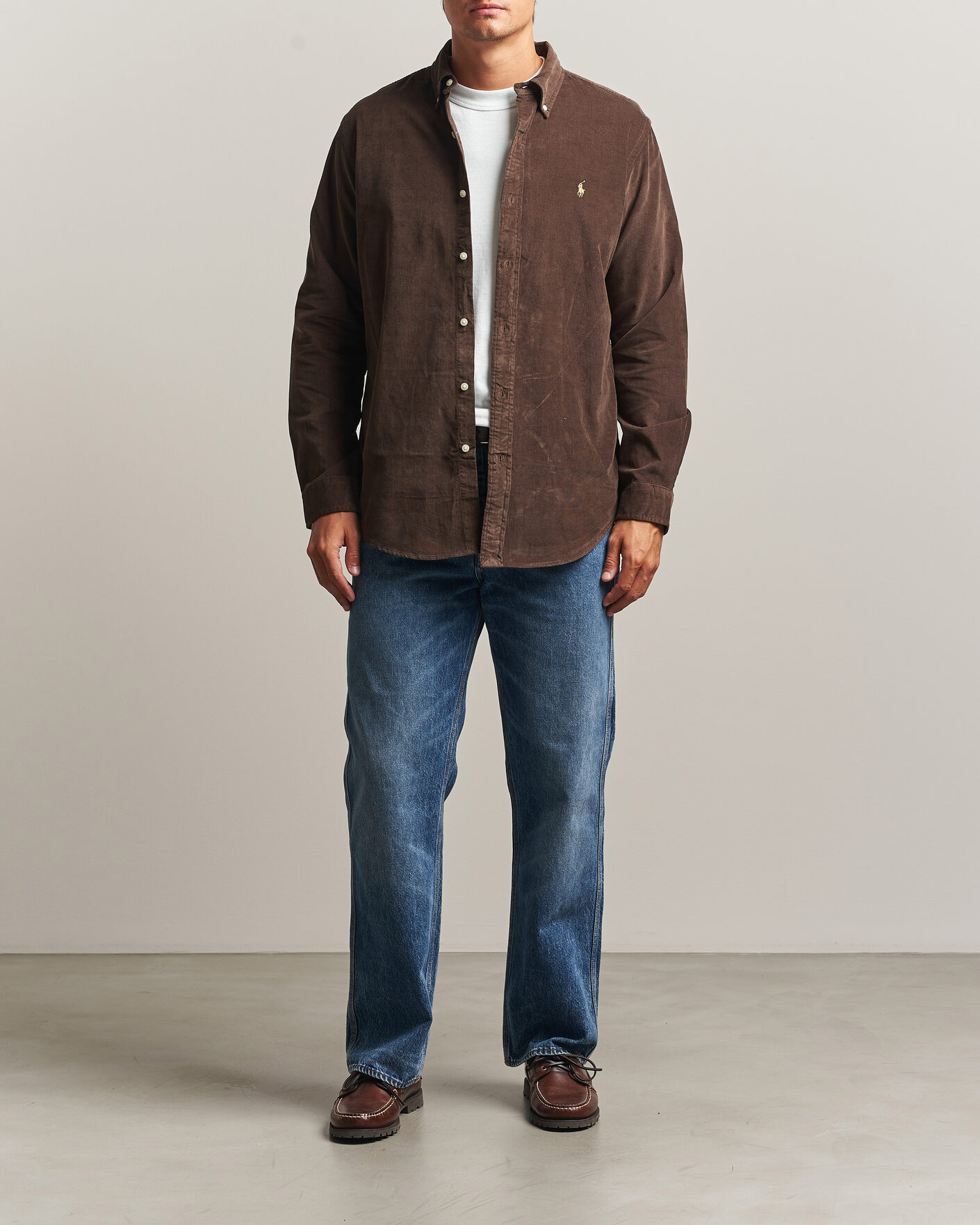 Uomini | Camicie | Polo Ralph Lauren | Custom Fit BD Corduroy Shirt Nutmeg Brown