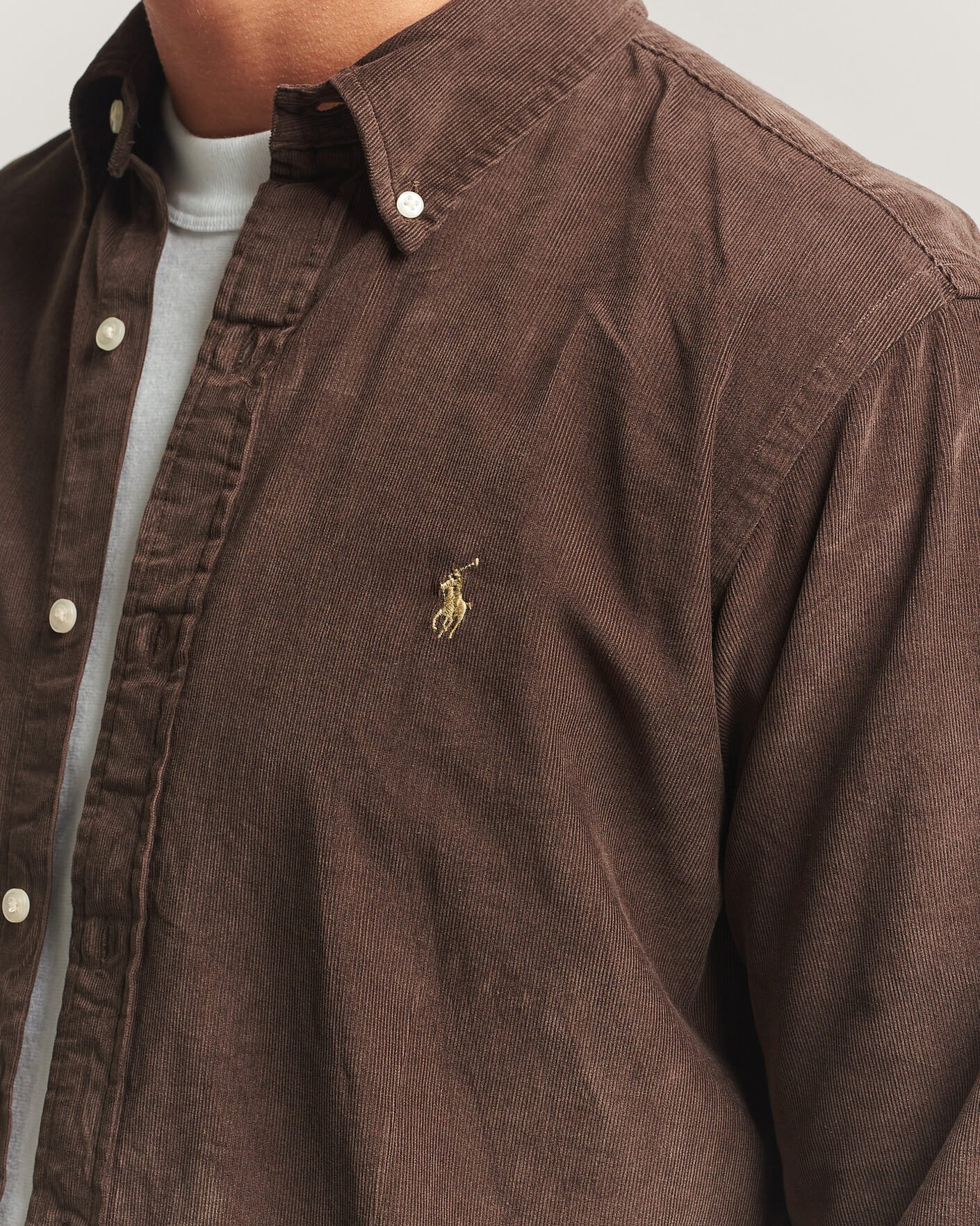 Uomini | Camicie | Polo Ralph Lauren | Custom Fit BD Corduroy Shirt Nutmeg Brown