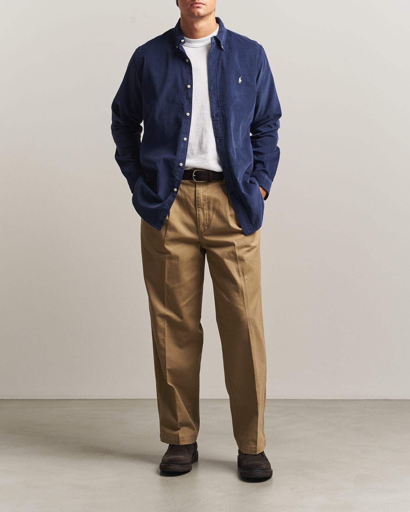 Uomini | Camicie | Polo Ralph Lauren | Custom Fit BD Corduroy Shirt Newport Navy