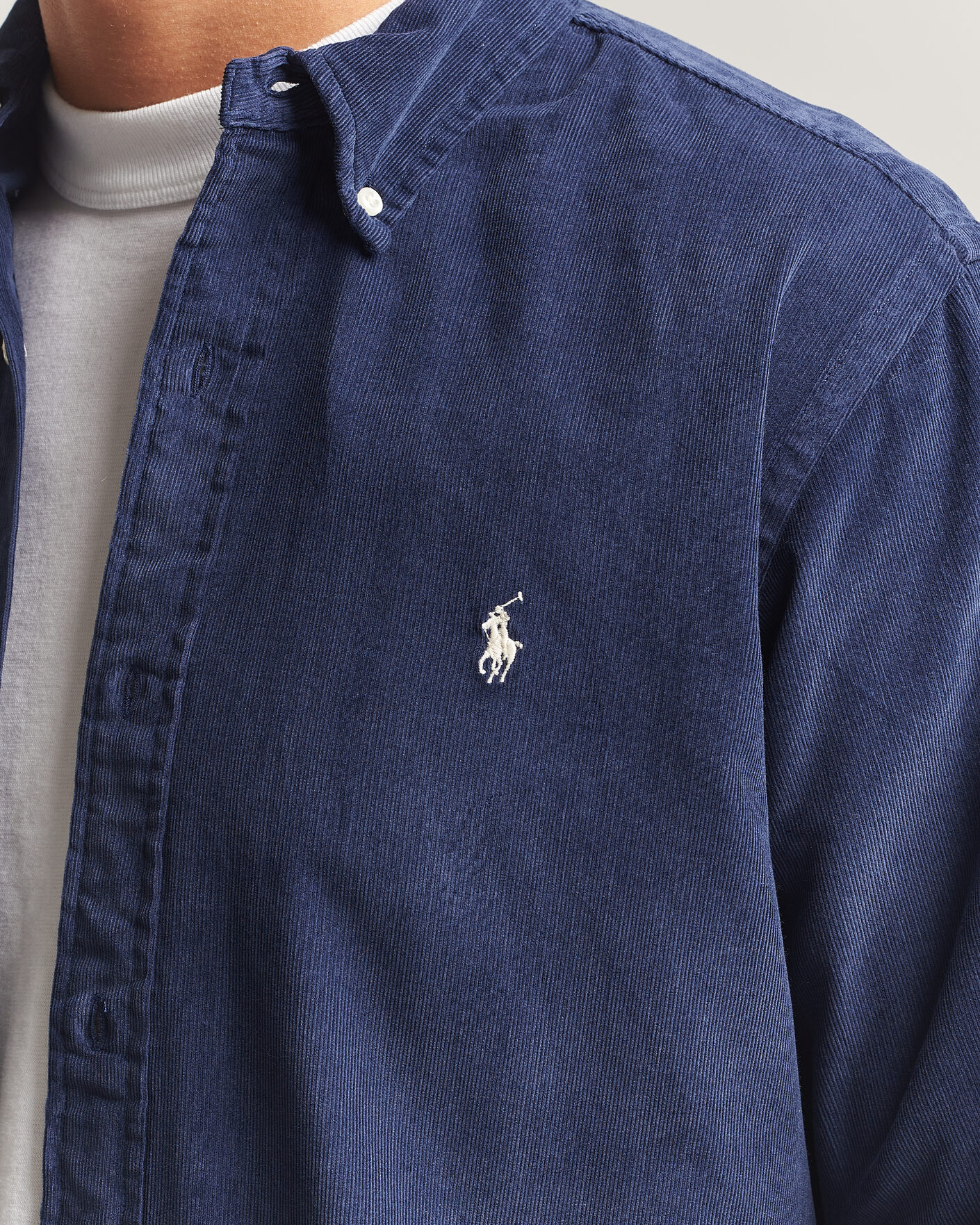 Uomini | Camicie | Polo Ralph Lauren | Custom Fit BD Corduroy Shirt Newport Navy