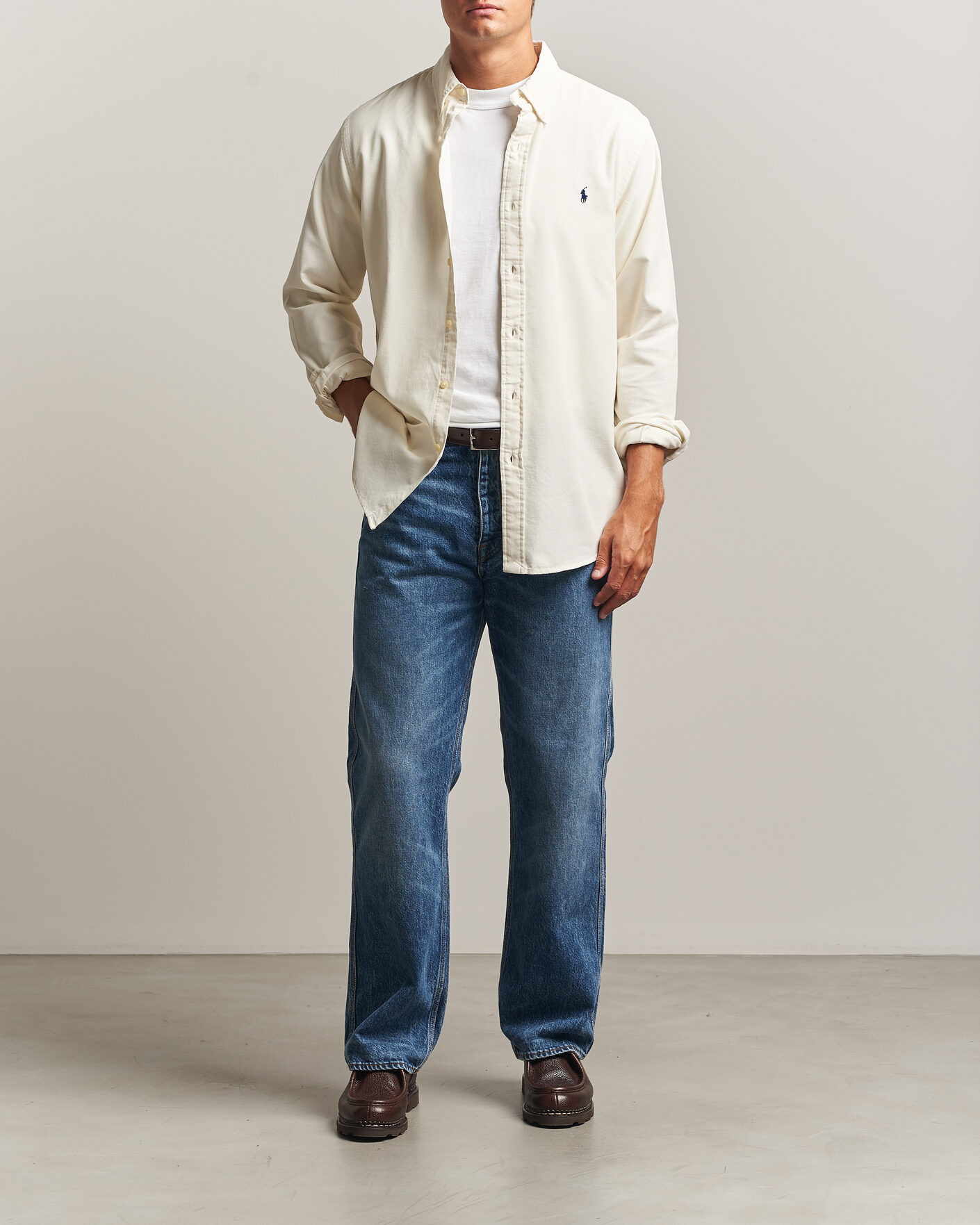 Uomini | Camicie | Polo Ralph Lauren | Custom Fit BD Corduroy Shirt Clubhouse Cream