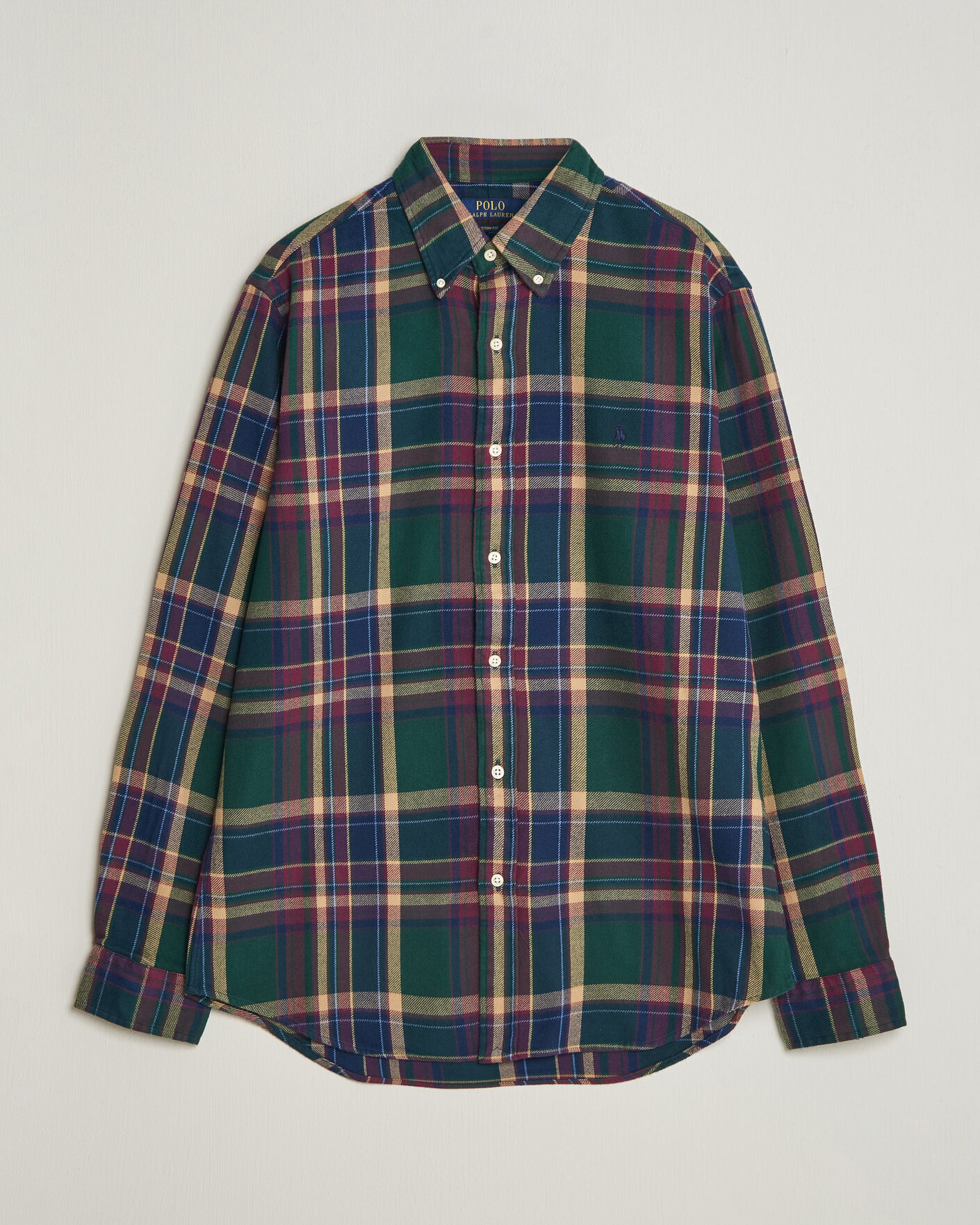 Uomini | Camicie | Polo Ralph Lauren | Custom Fit Brushed Flannel Shirt Forest Burgundy