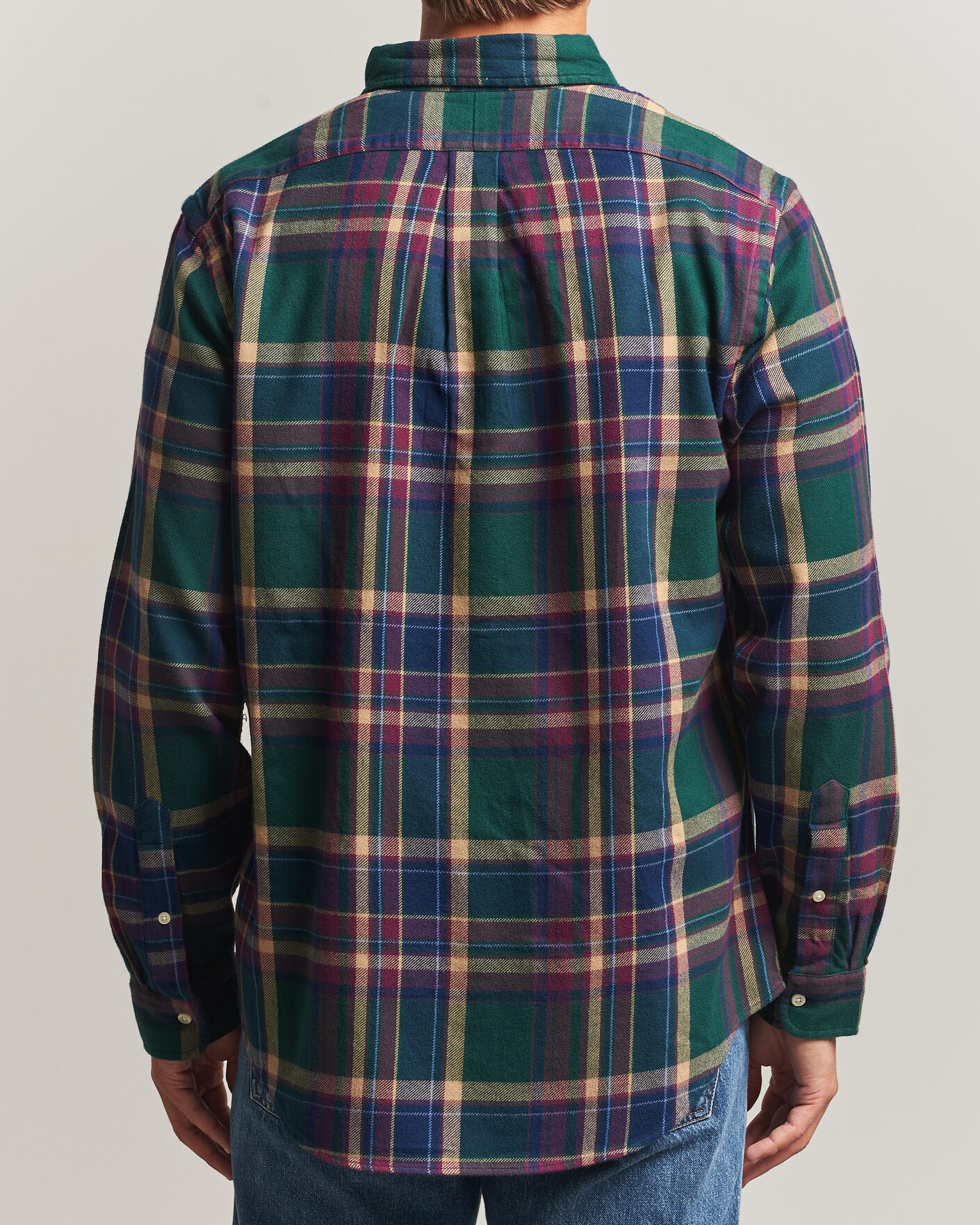 Uomini | Camicie | Polo Ralph Lauren | Custom Fit Brushed Flannel Shirt Forest Burgundy