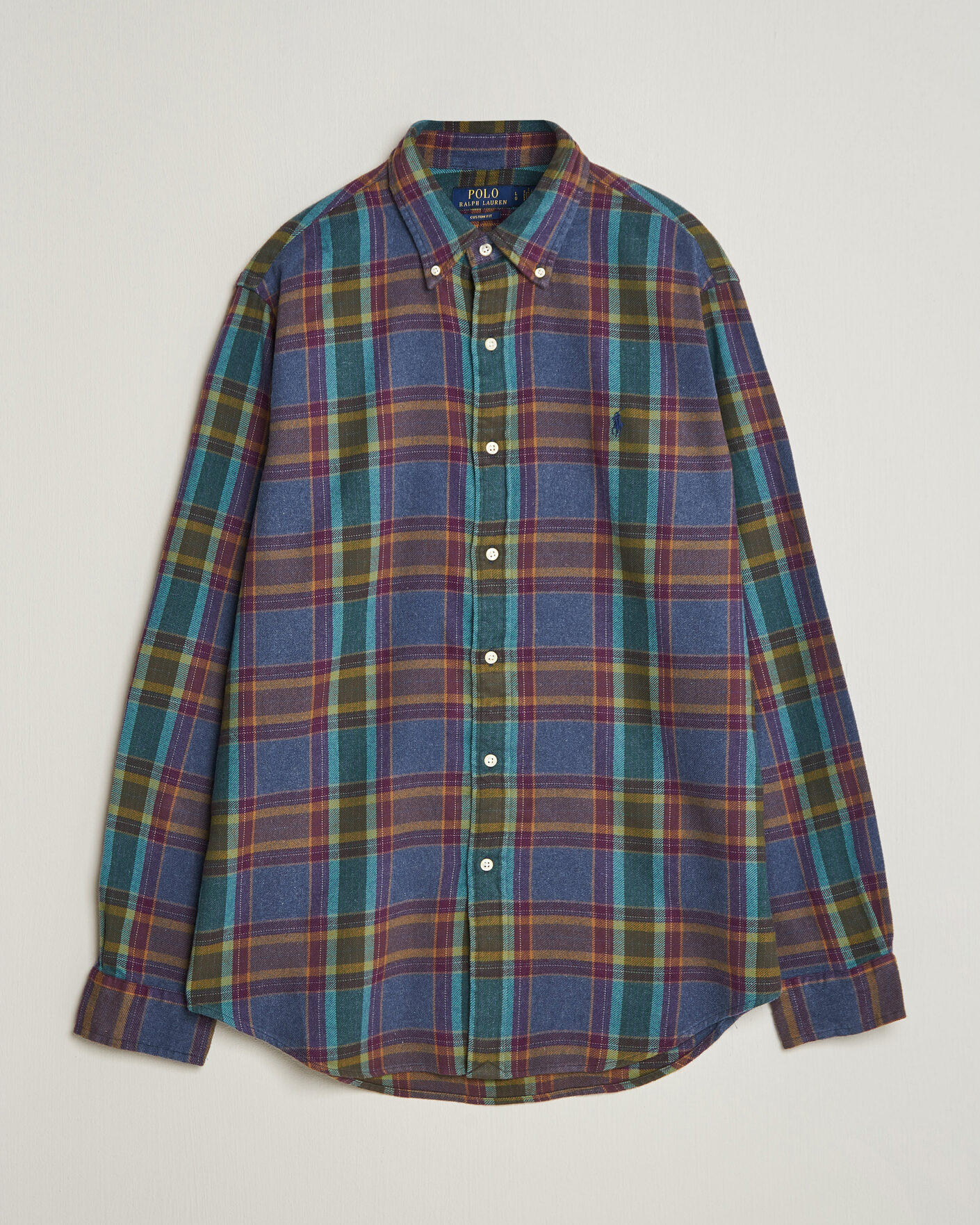 Uomini | Camicie | Polo Ralph Lauren | Custom Fit Brushed Flannel Shirt Blue Purple Heather