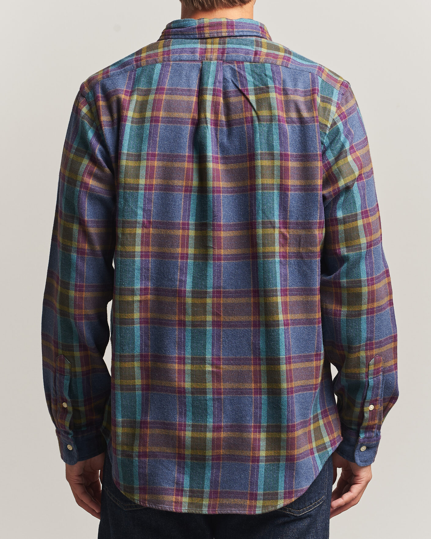 Uomini | Camicie | Polo Ralph Lauren | Custom Fit Brushed Flannel Shirt Blue Purple Heather