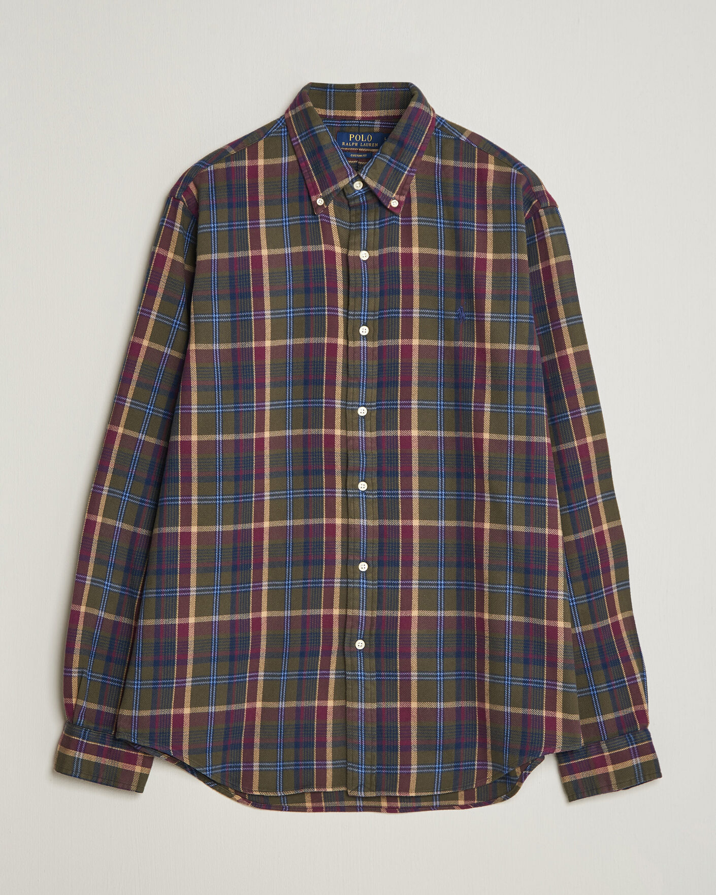 Uomini | Camicie | Polo Ralph Lauren | Custom Fit Brushed Flannel Shirt Olive Berry