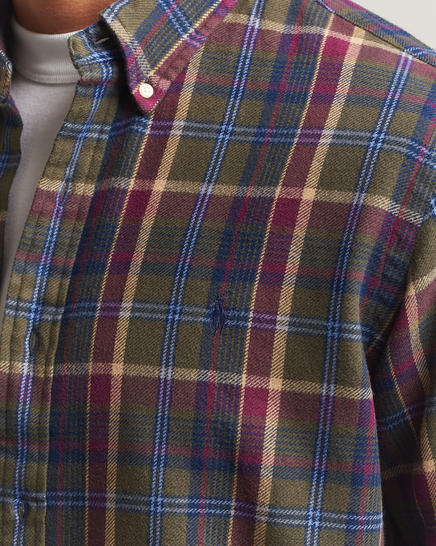 Uomini | Camicie | Polo Ralph Lauren | Custom Fit Brushed Flannel Shirt Olive Berry