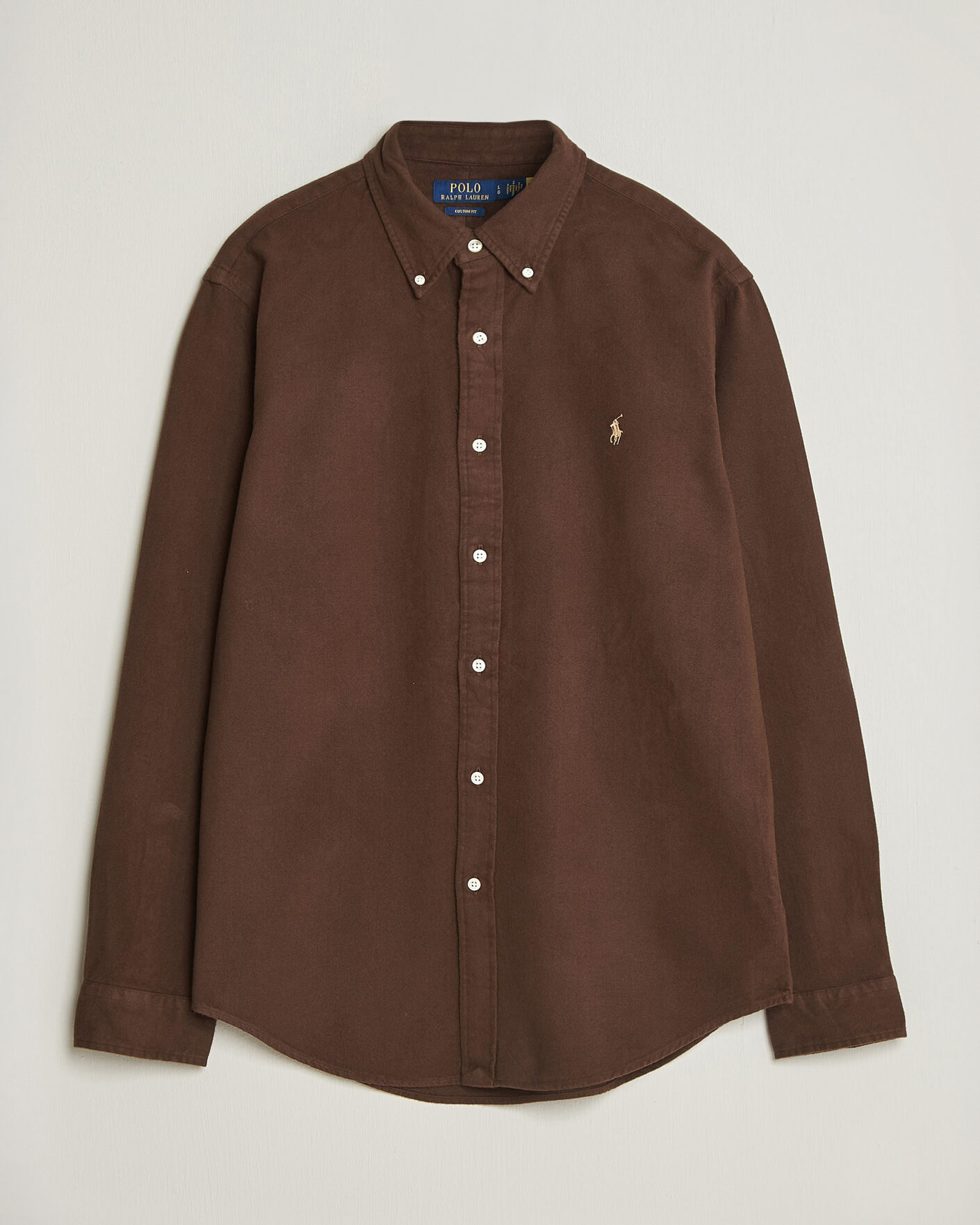 Uomini | Camicie | Polo Ralph Lauren | Custom Fit Brushed Flannel Shirt Nutmeg Brown