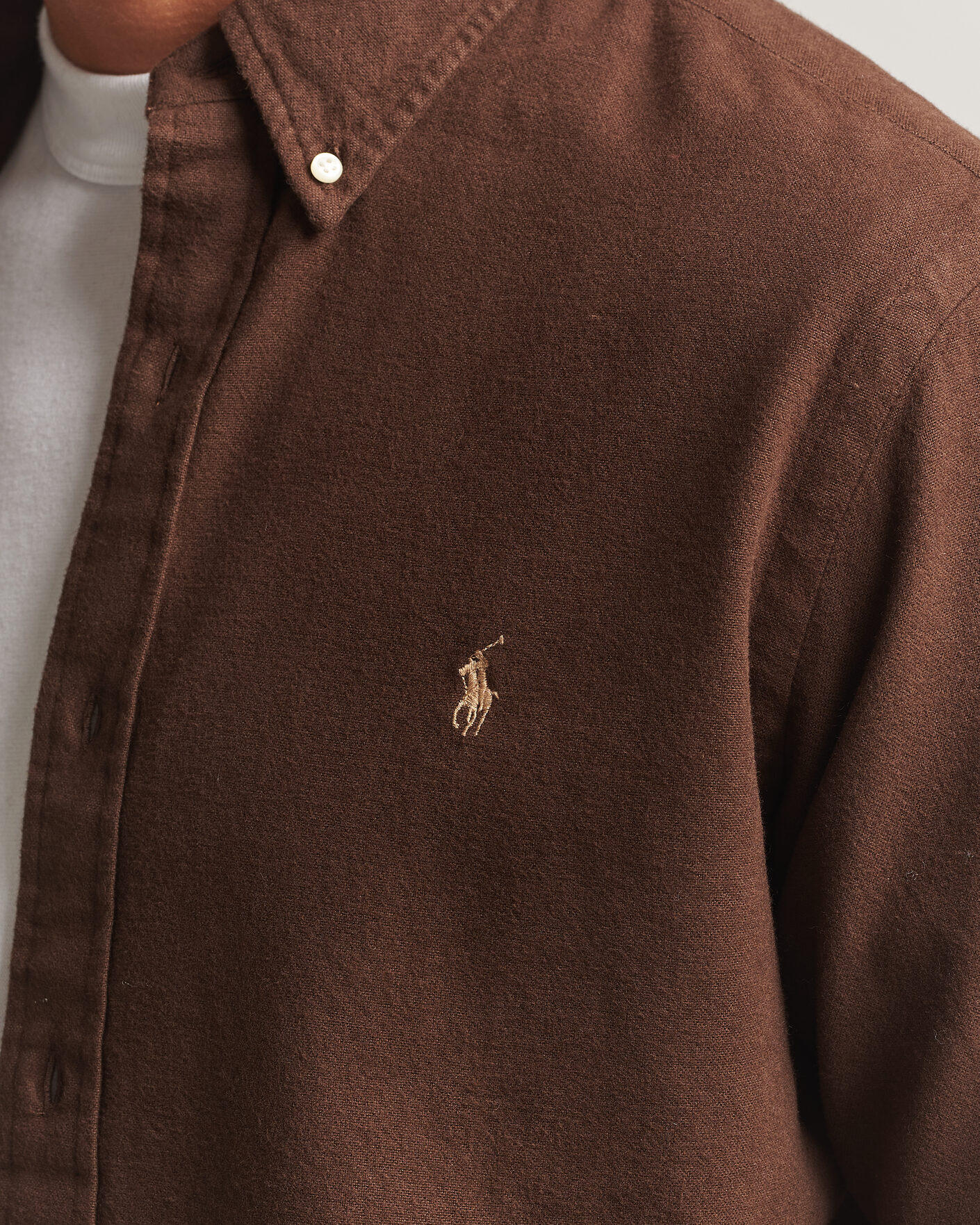 Uomini | Camicie | Polo Ralph Lauren | Custom Fit Brushed Flannel Shirt Nutmeg Brown