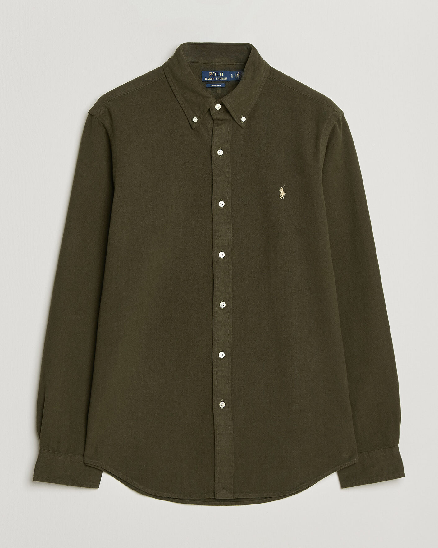 Uomini | Camicie | Polo Ralph Lauren | Custom Fit Brushed Flannel Shirt Company Olive