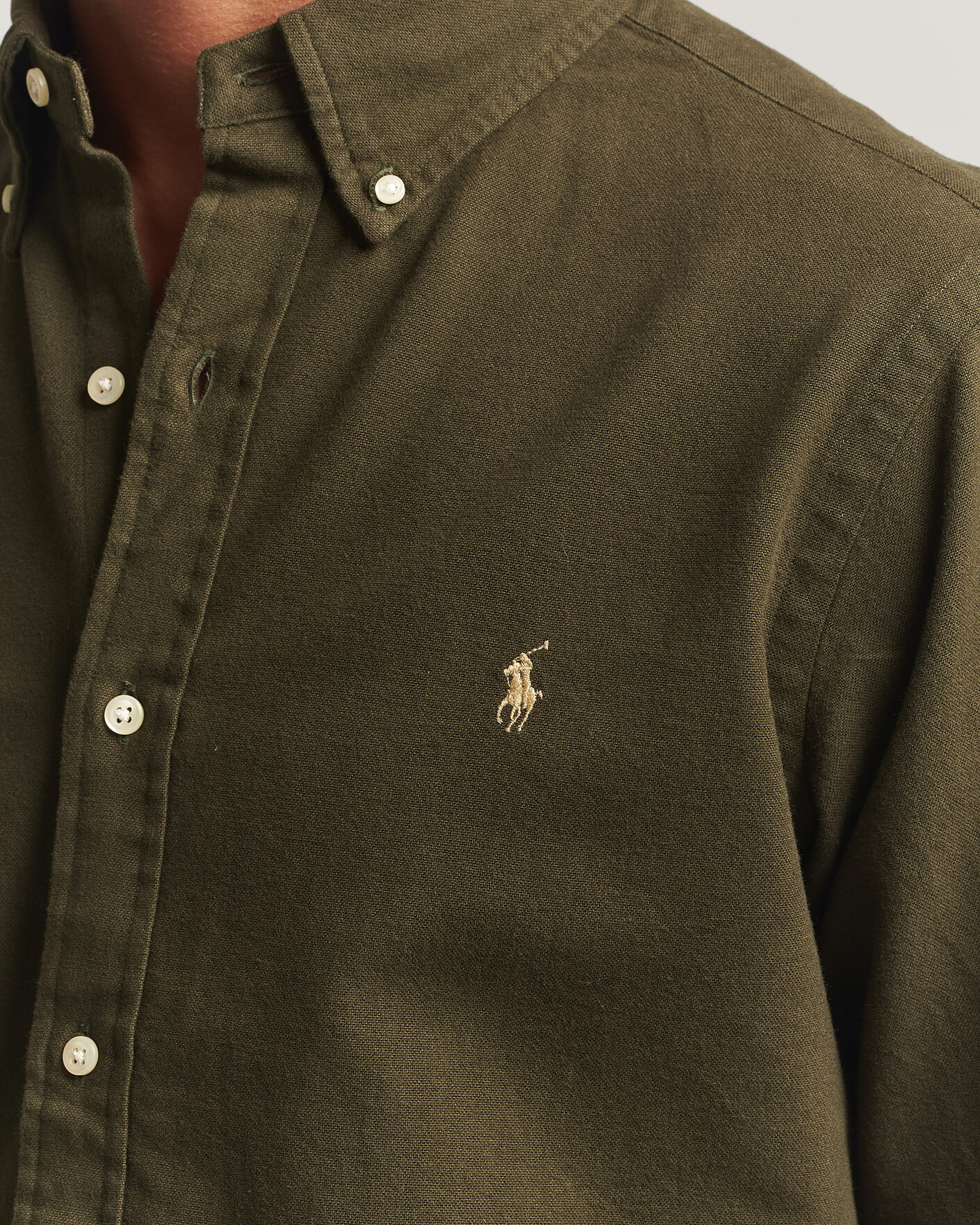 Uomini | Camicie | Polo Ralph Lauren | Custom Fit Brushed Flannel Shirt Company Olive