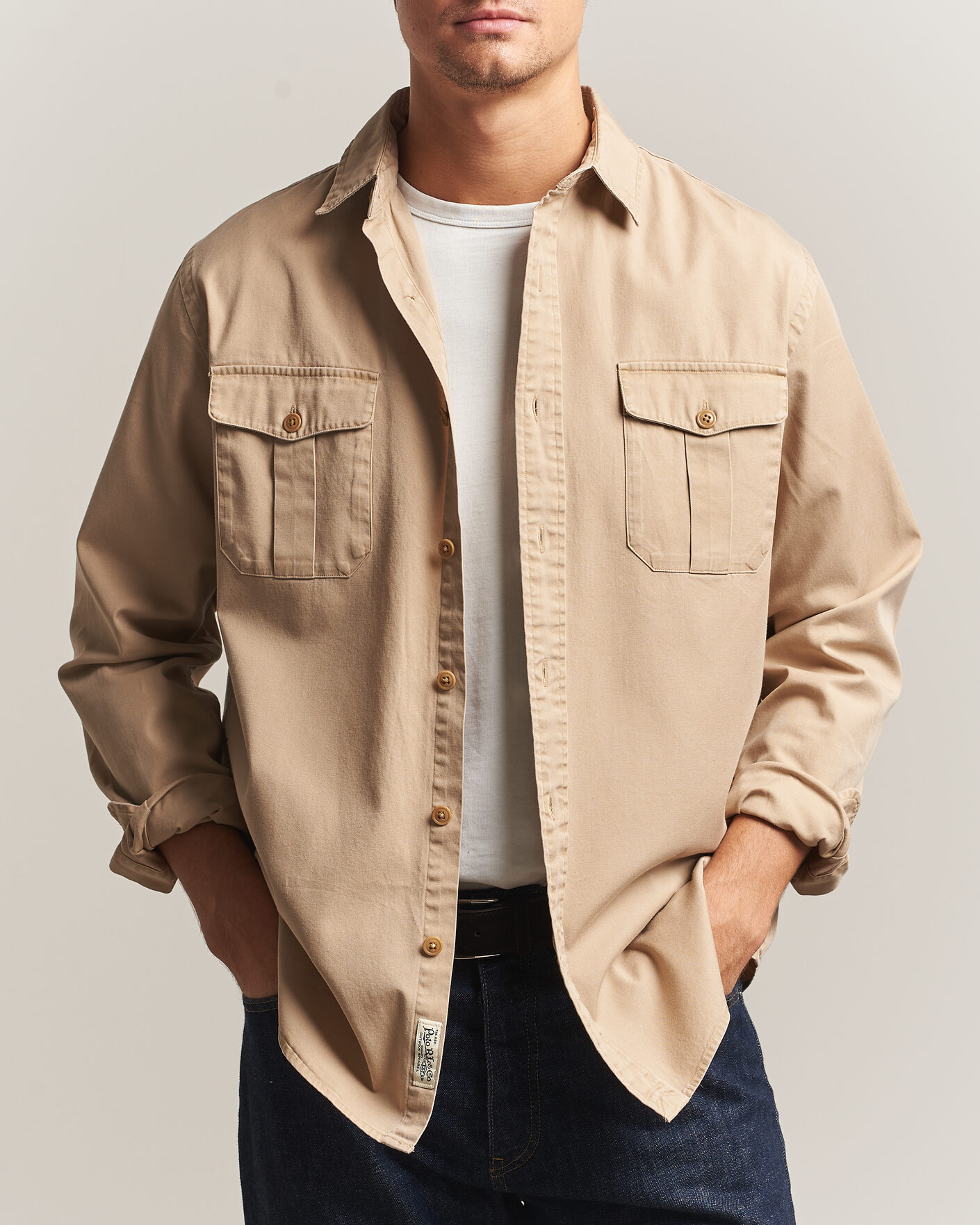 Uomini | Camicie | Polo Ralph Lauren | Litchfield Washed Chino Overshirt Vintage Khaki