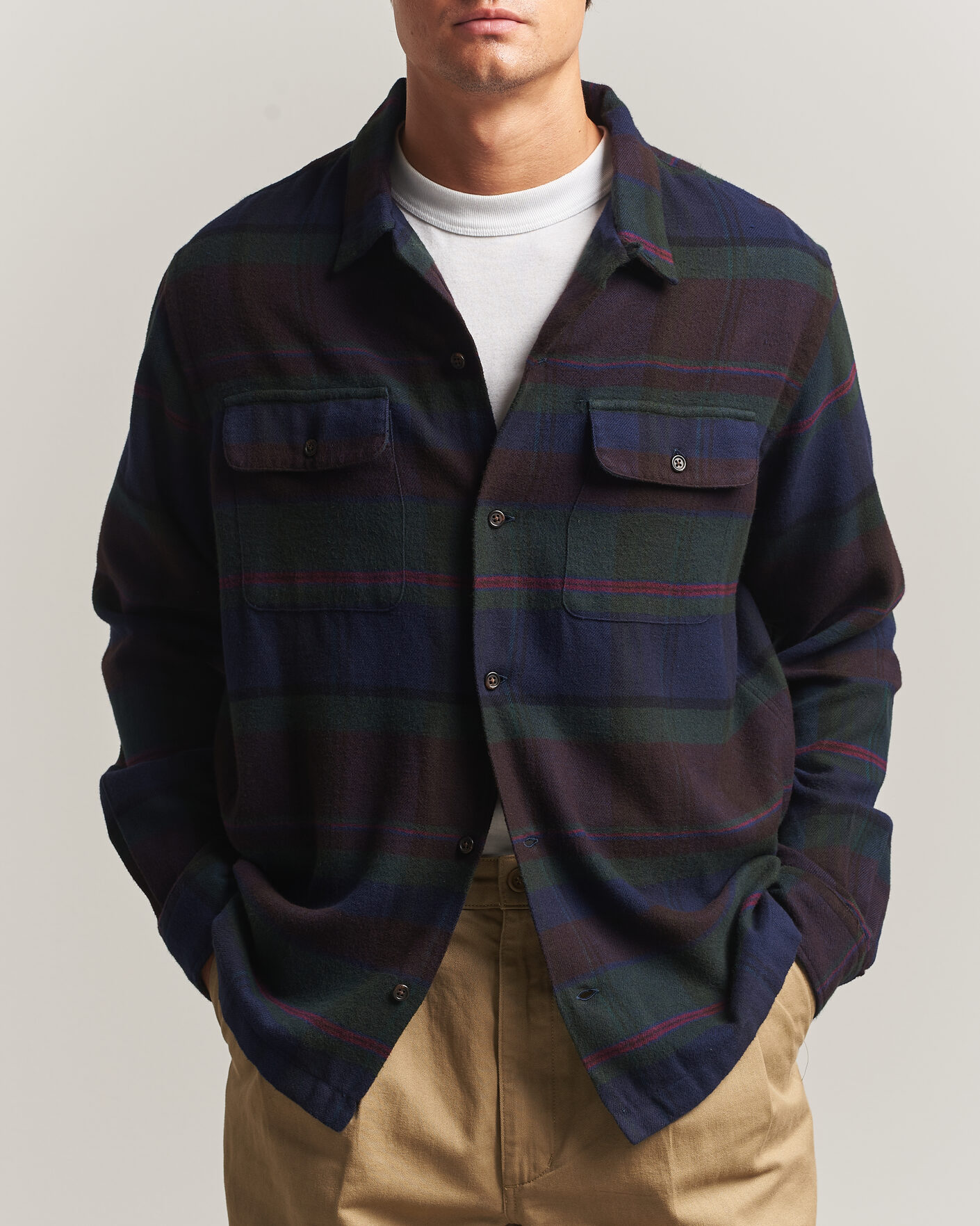 Uomini | Camicie | Polo Ralph Lauren | Hudson Ranch Checked Overshirt Olive Royal