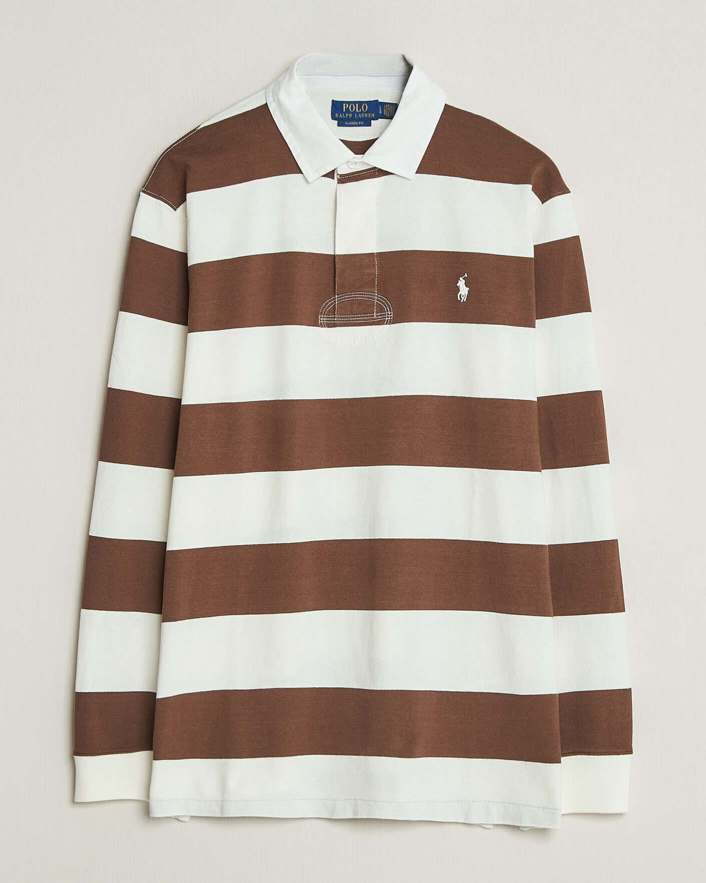 Uomini | Maglieria | Polo Ralph Lauren | Striped Jersey Rugger Cream/Brown