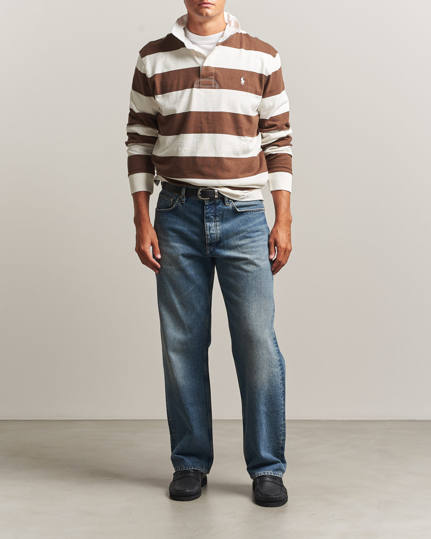 Uomini | Maglieria | Polo Ralph Lauren | Striped Jersey Rugger Cream/Brown
