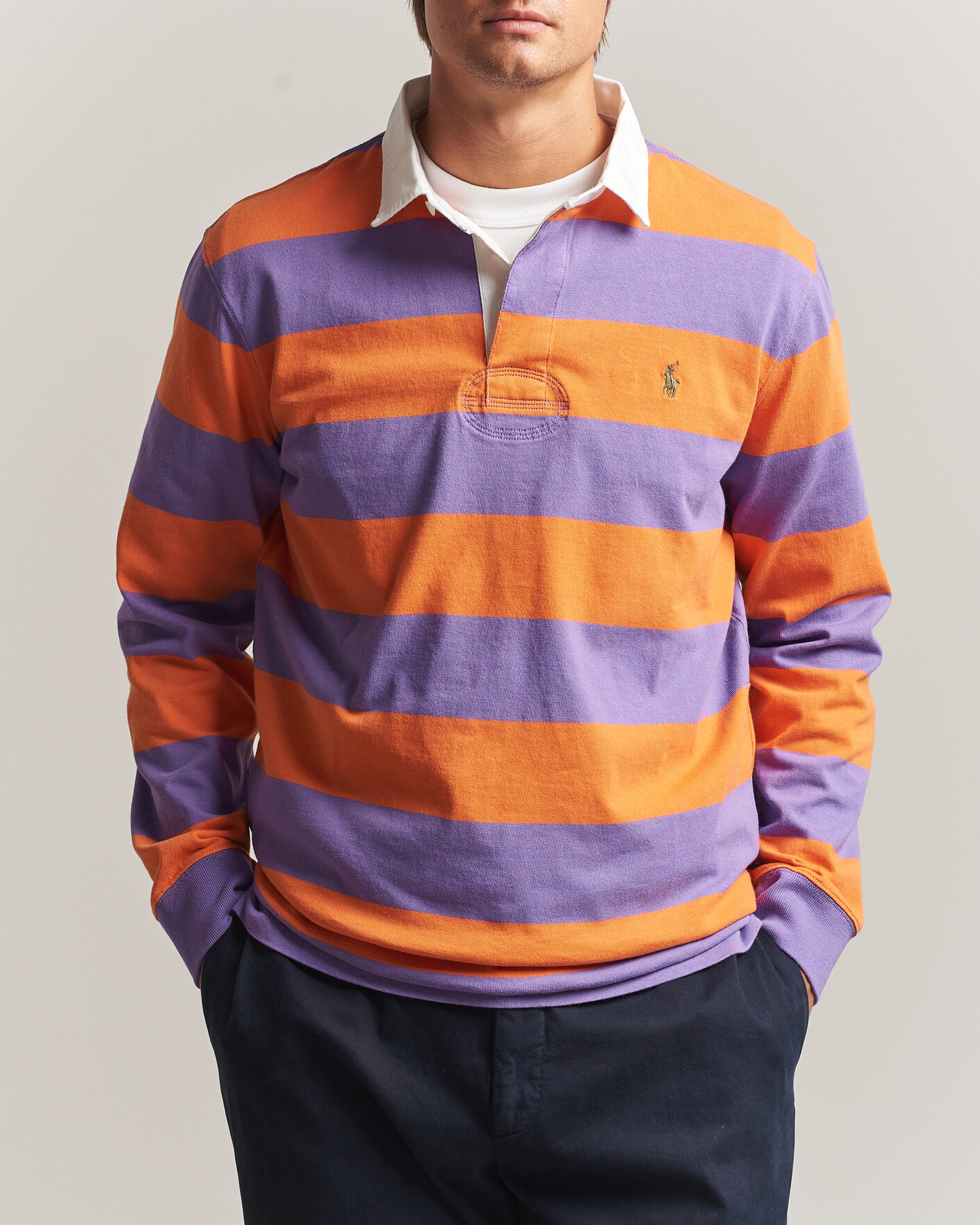 Uomini | Maglieria | Polo Ralph Lauren | Striped Jersey Rugger Purple/Orange
