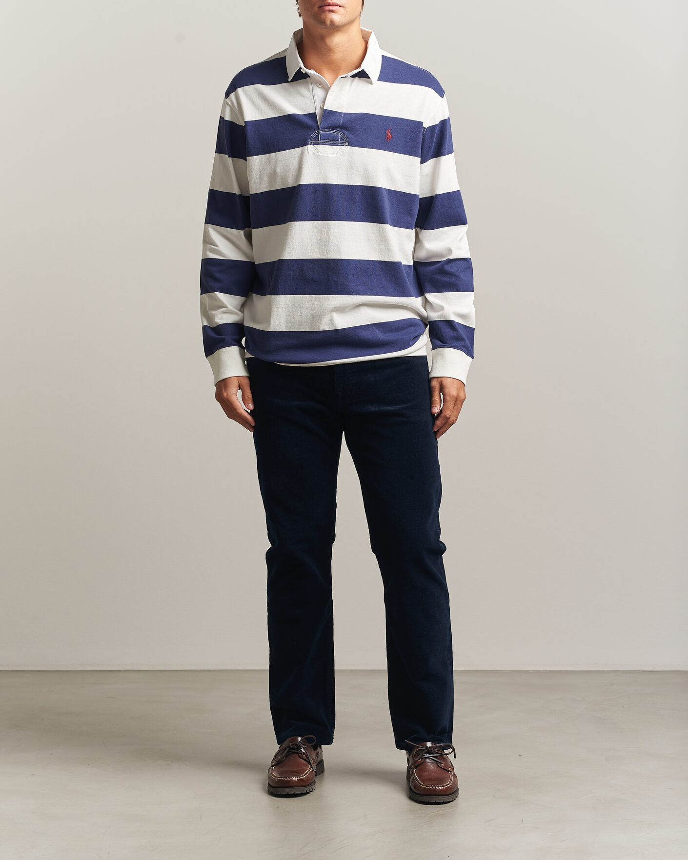 Uomini | Maglieria | Polo Ralph Lauren | Striped Jersey Rugger Cream/Navy