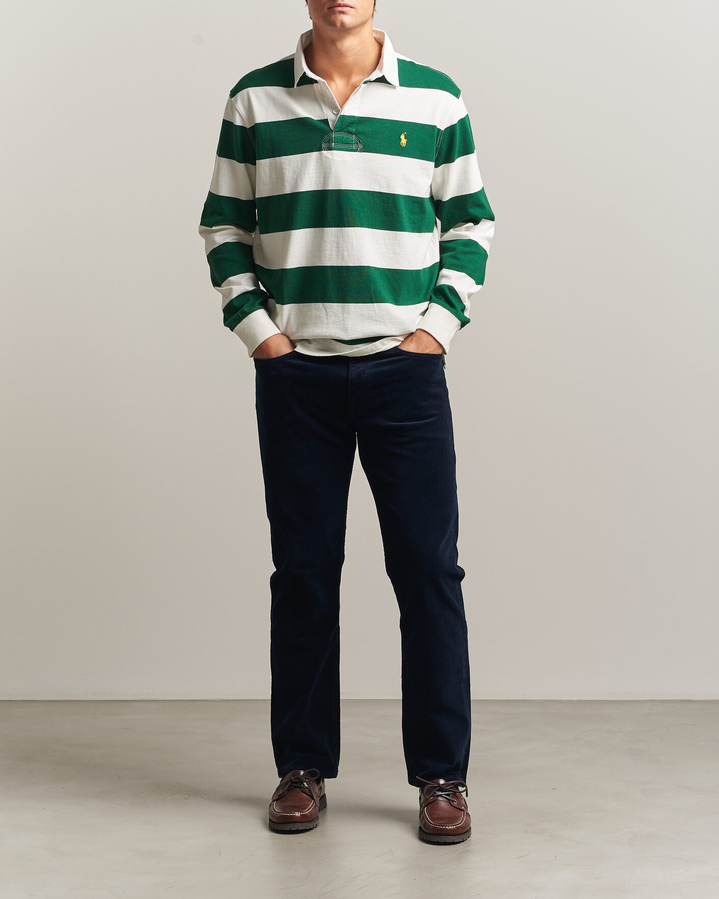 Uomini | Maglieria | Polo Ralph Lauren | Striped Jersey Rugger Cream/Forest