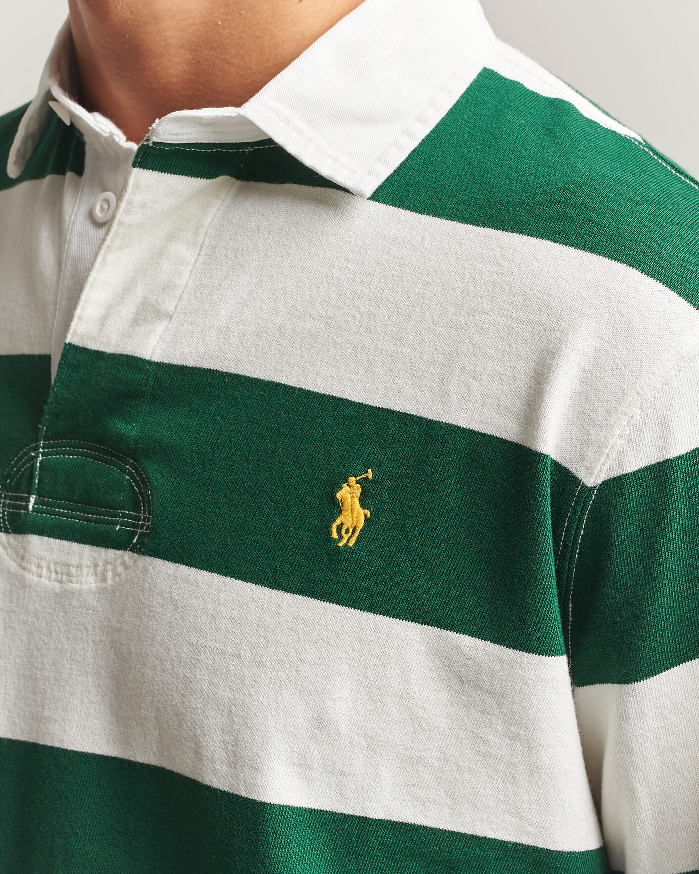Uomini | Maglieria | Polo Ralph Lauren | Striped Jersey Rugger Cream/Forest