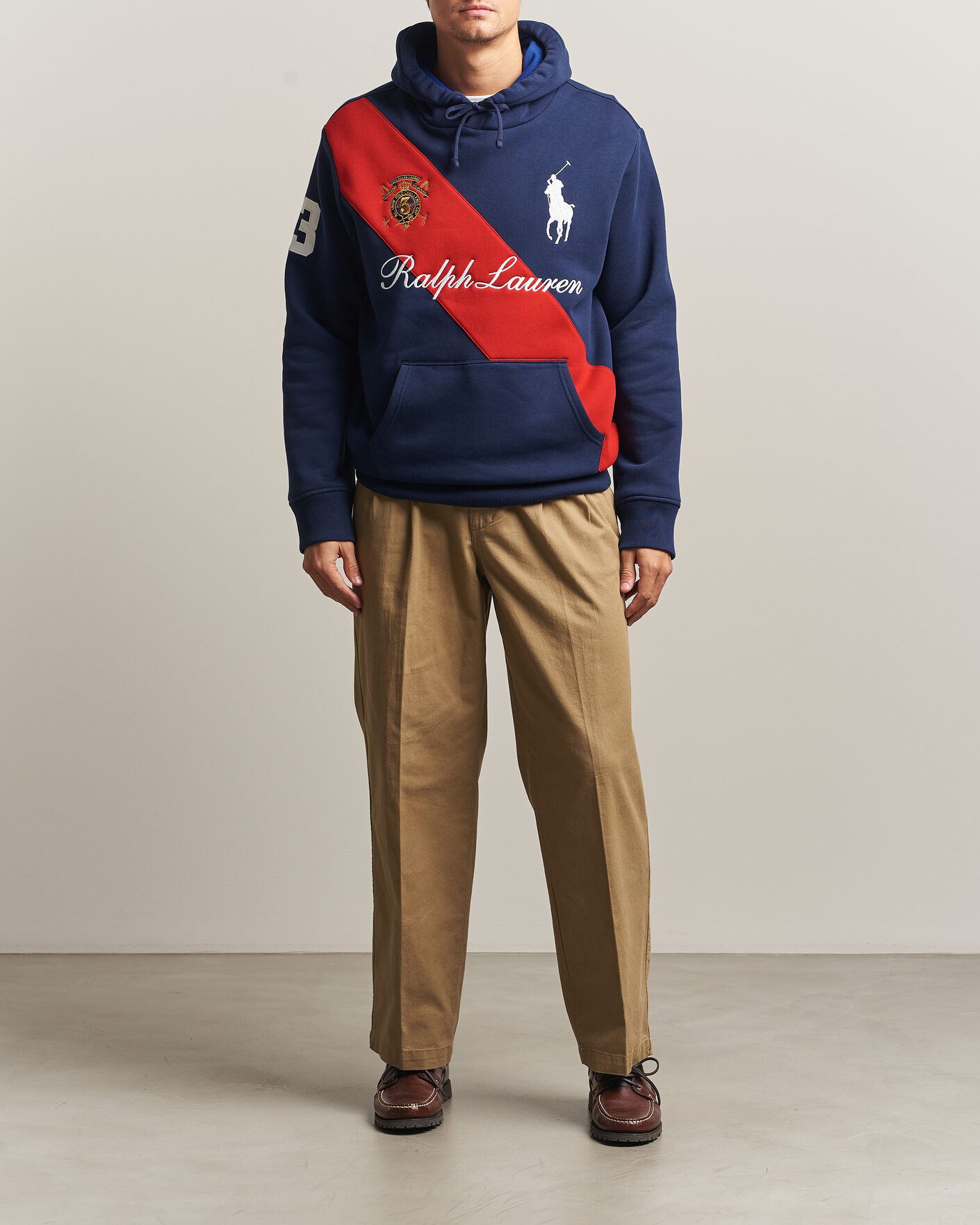 Uomini | Maglieria | Polo Ralph Lauren | Diagonal Stripe Big Pony Hoodie Newport Navy