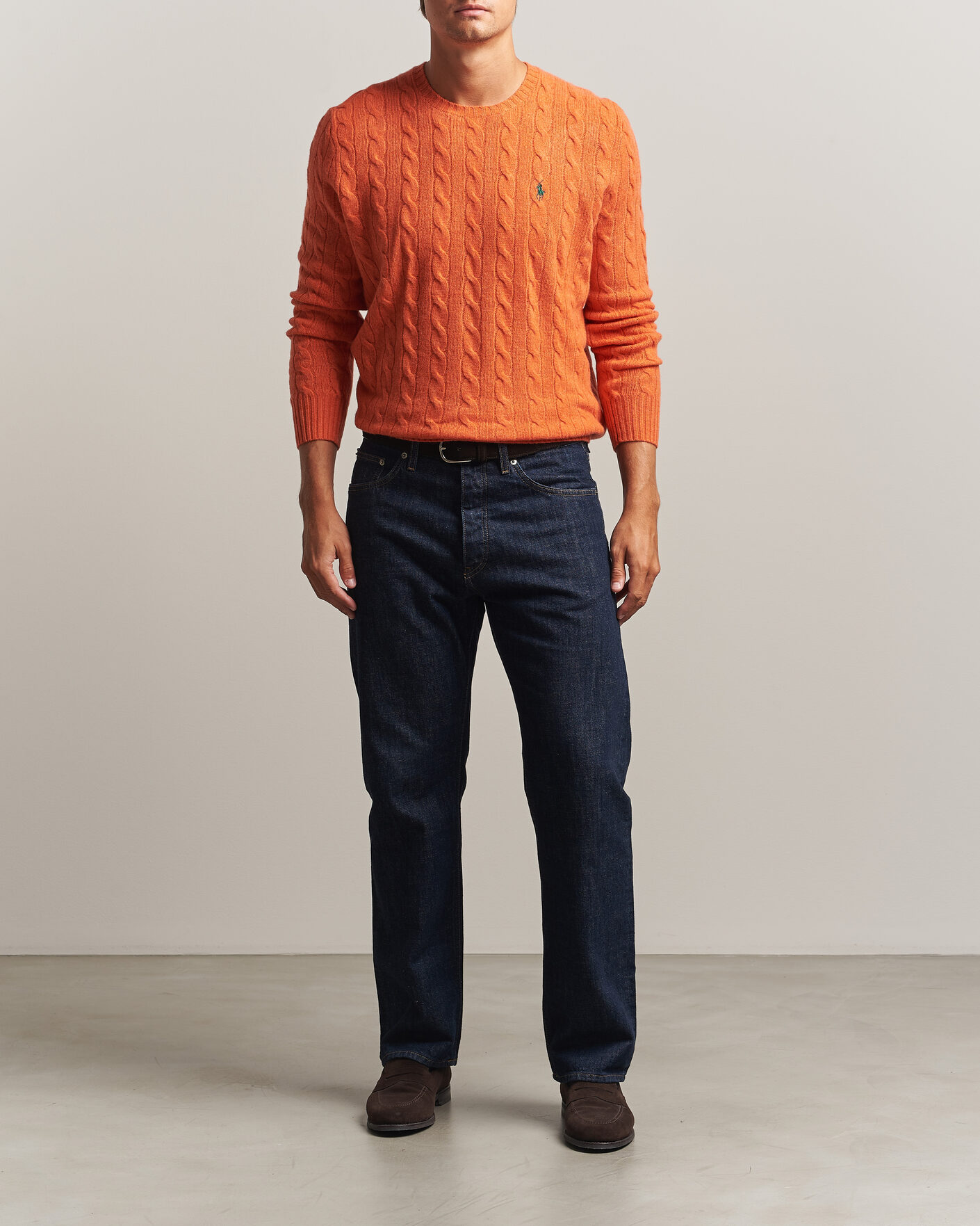 Uomini | Maglieria | Polo Ralph Lauren | Wool/Cashmere Cable Crew Neck Orange Jasper Heather