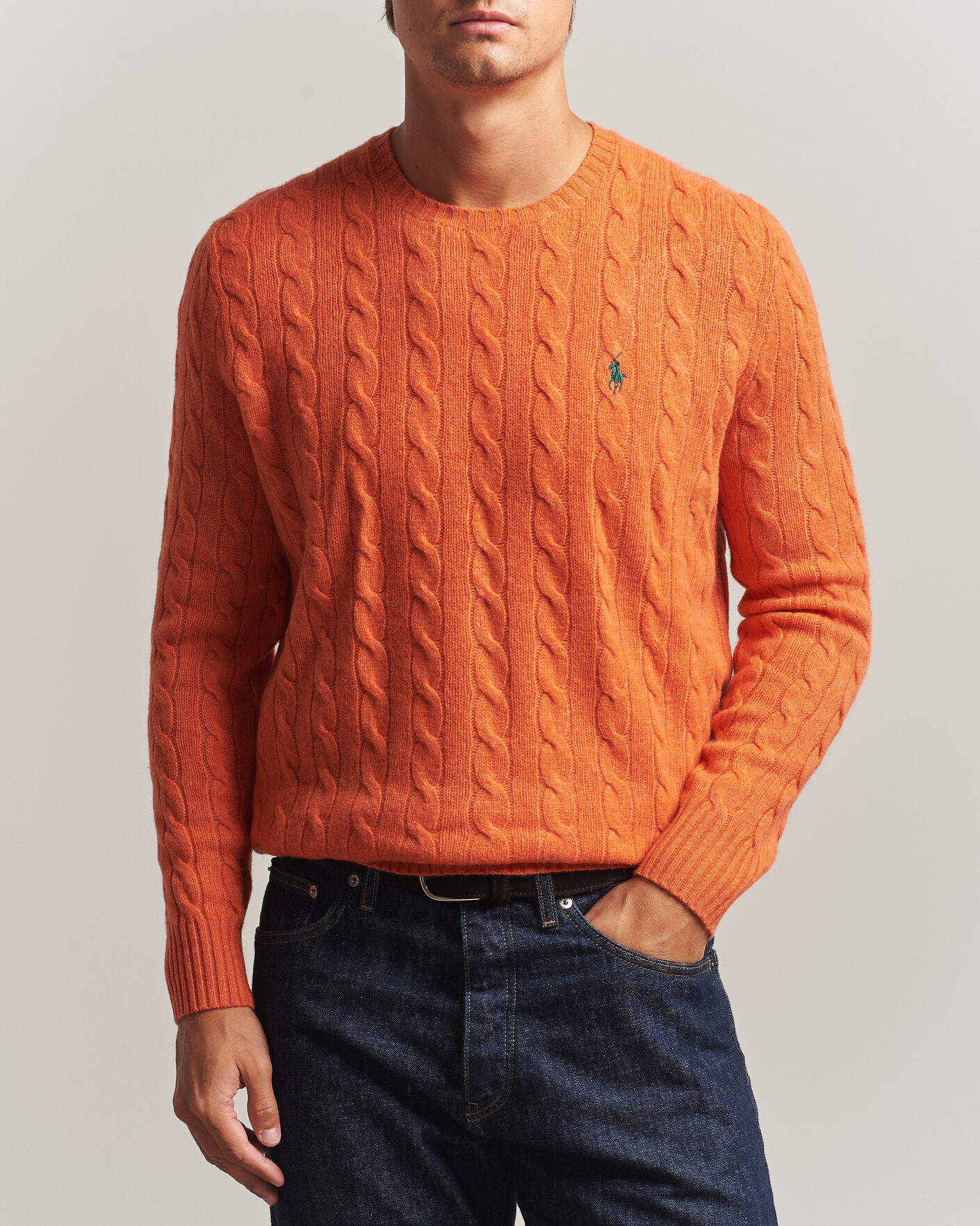Uomini | Maglieria | Polo Ralph Lauren | Wool/Cashmere Cable Crew Neck Orange Jasper Heather