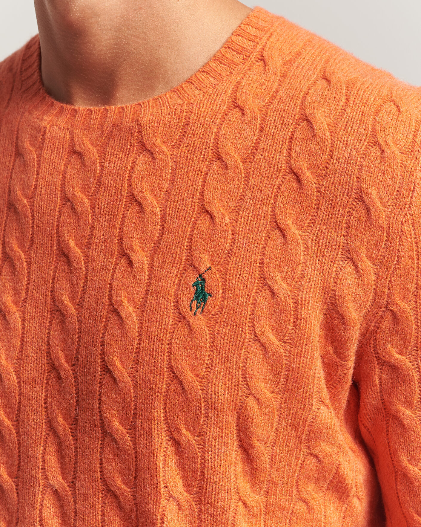 Uomini | Maglieria | Polo Ralph Lauren | Wool/Cashmere Cable Crew Neck Orange Jasper Heather