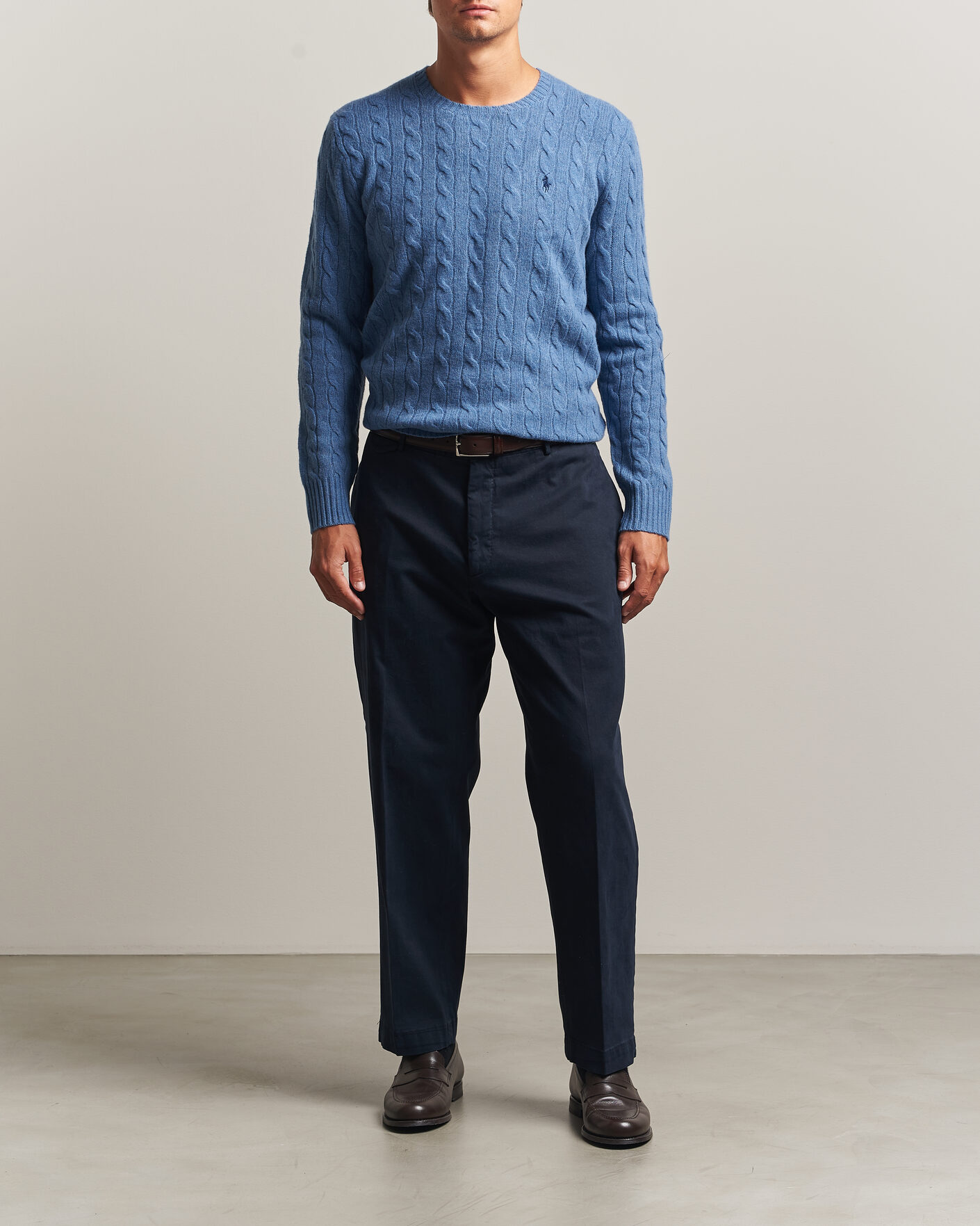 Uomini | Maglieria | Polo Ralph Lauren | Wool/Cashmere Cable Crew Neck Blue Borage Heather