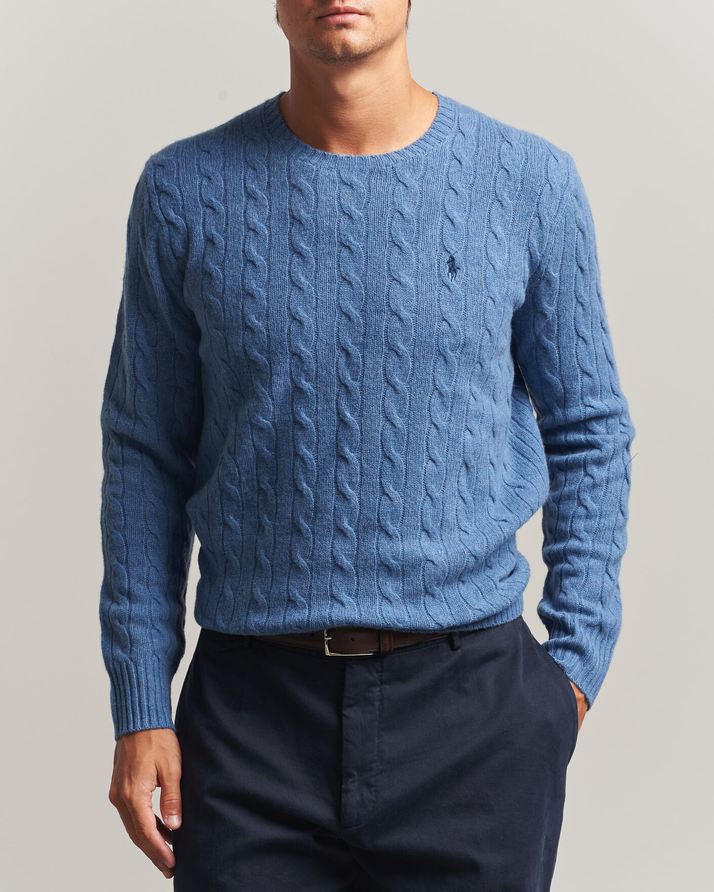 Uomini | Maglieria | Polo Ralph Lauren | Wool/Cashmere Cable Crew Neck Blue Borage Heather
